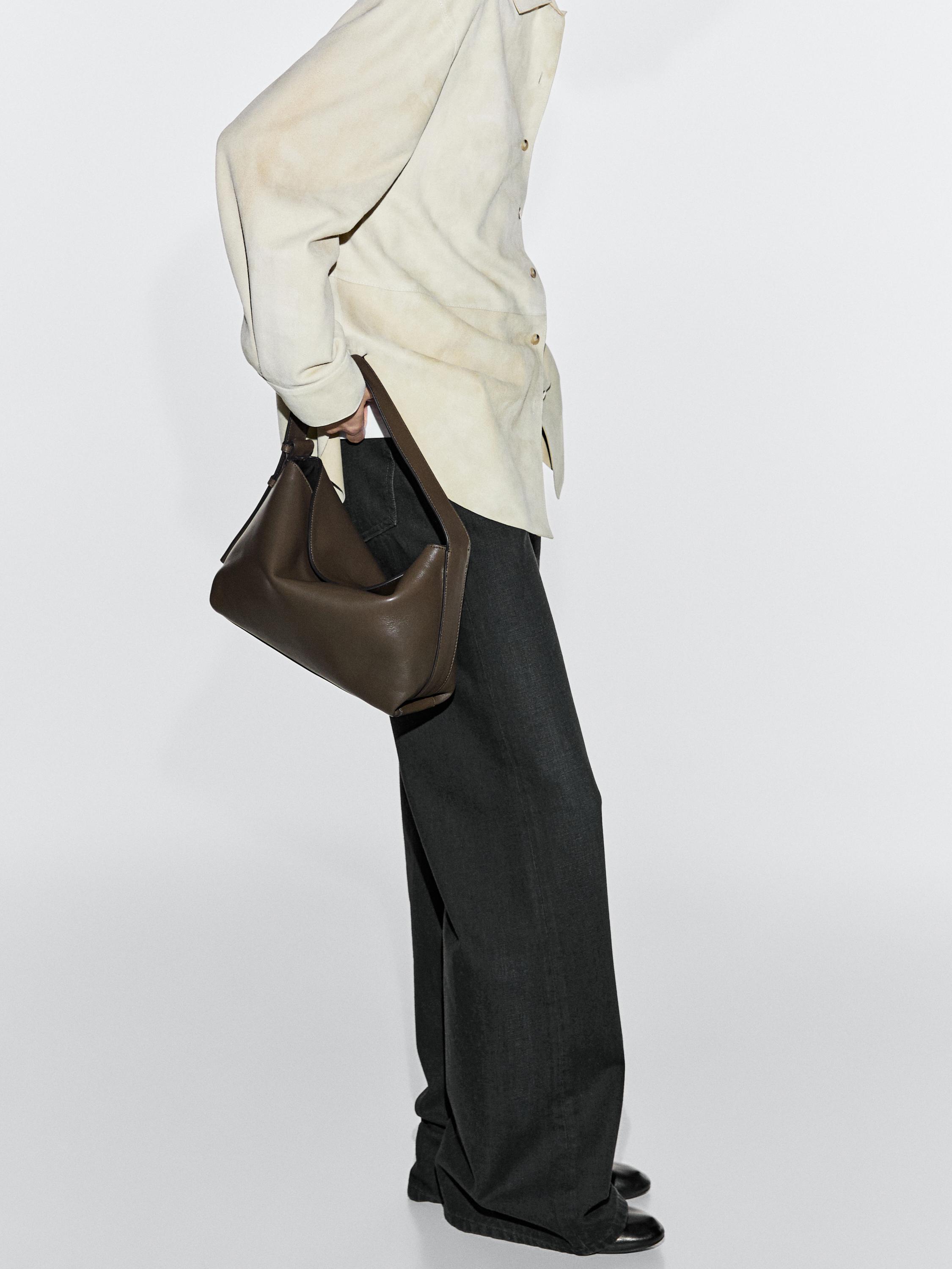 Small nappa leather shoulder bag — KHAKI