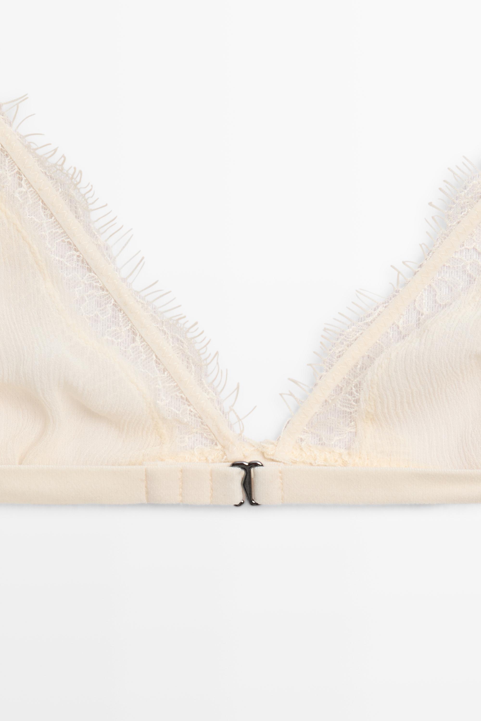 Bralette with lace detail — CREAM
