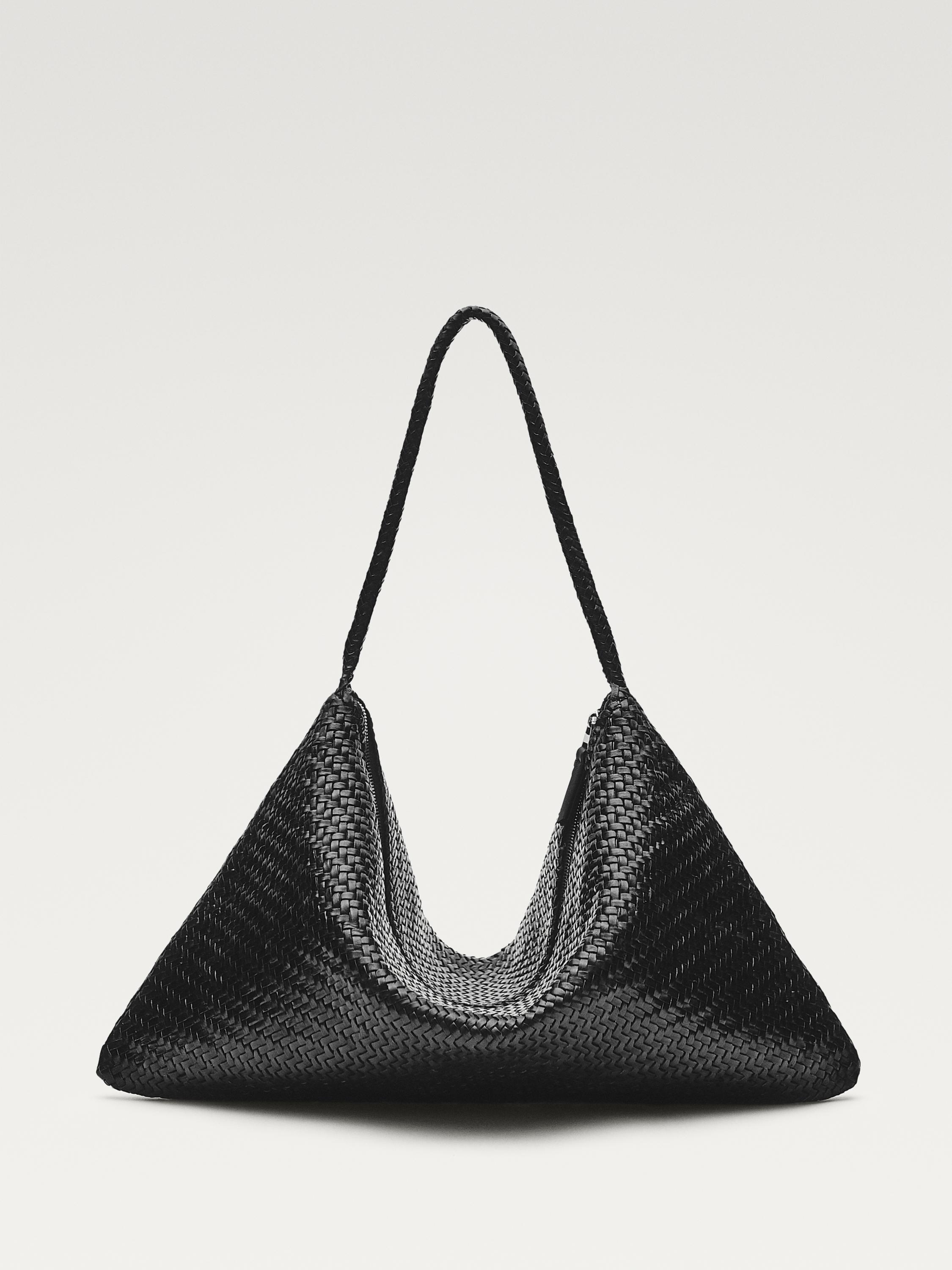 Grand sac satchel tressé en cuir nappa