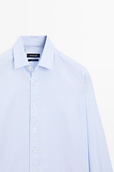 Pinstriped regular fit shirt — Sky blue 4