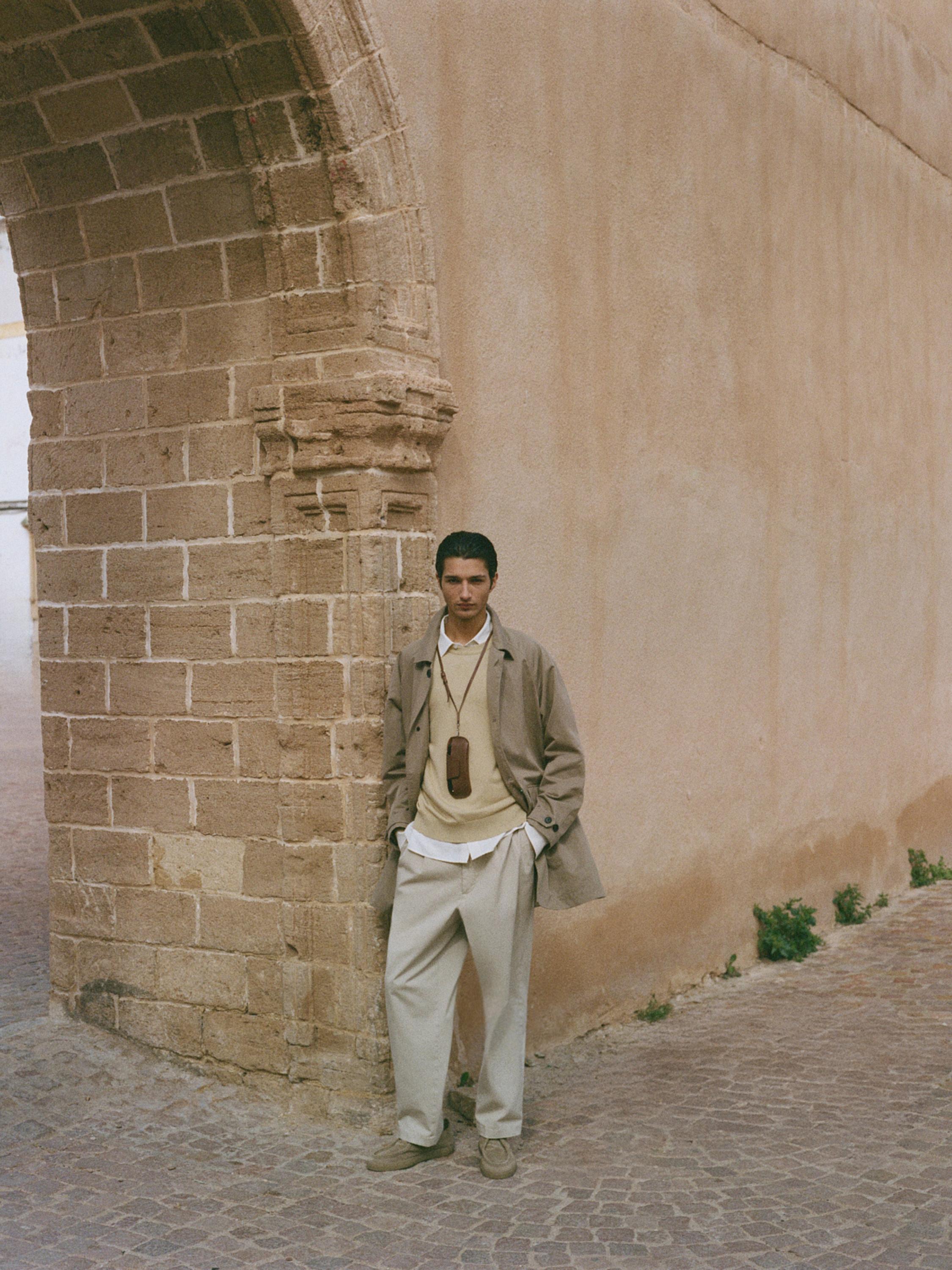 Pantalón straight fit mezcla algodón