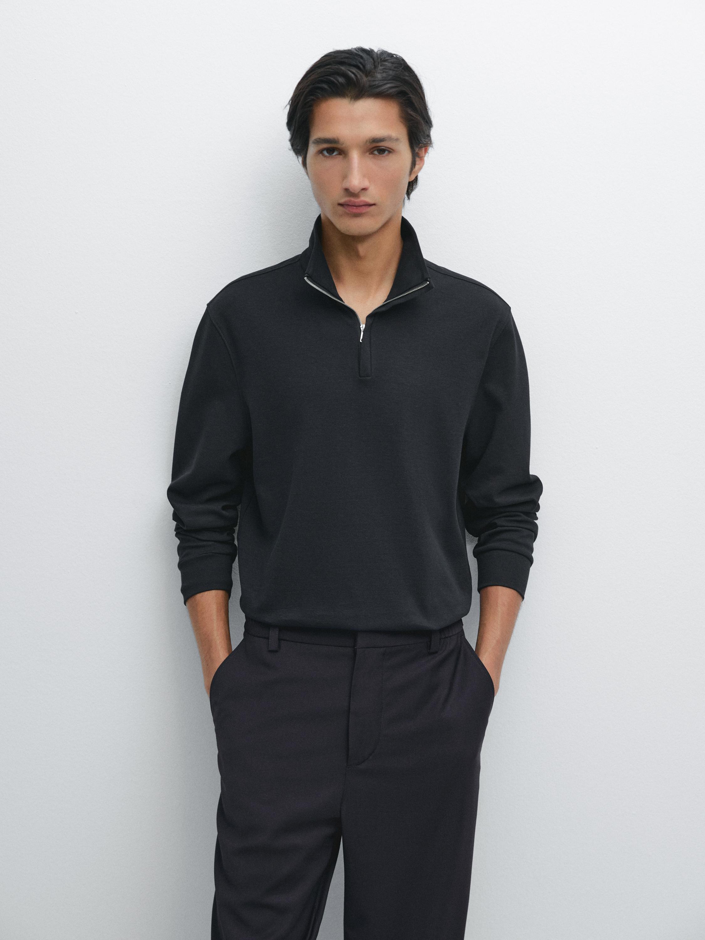 Zipped high neck polo shirt