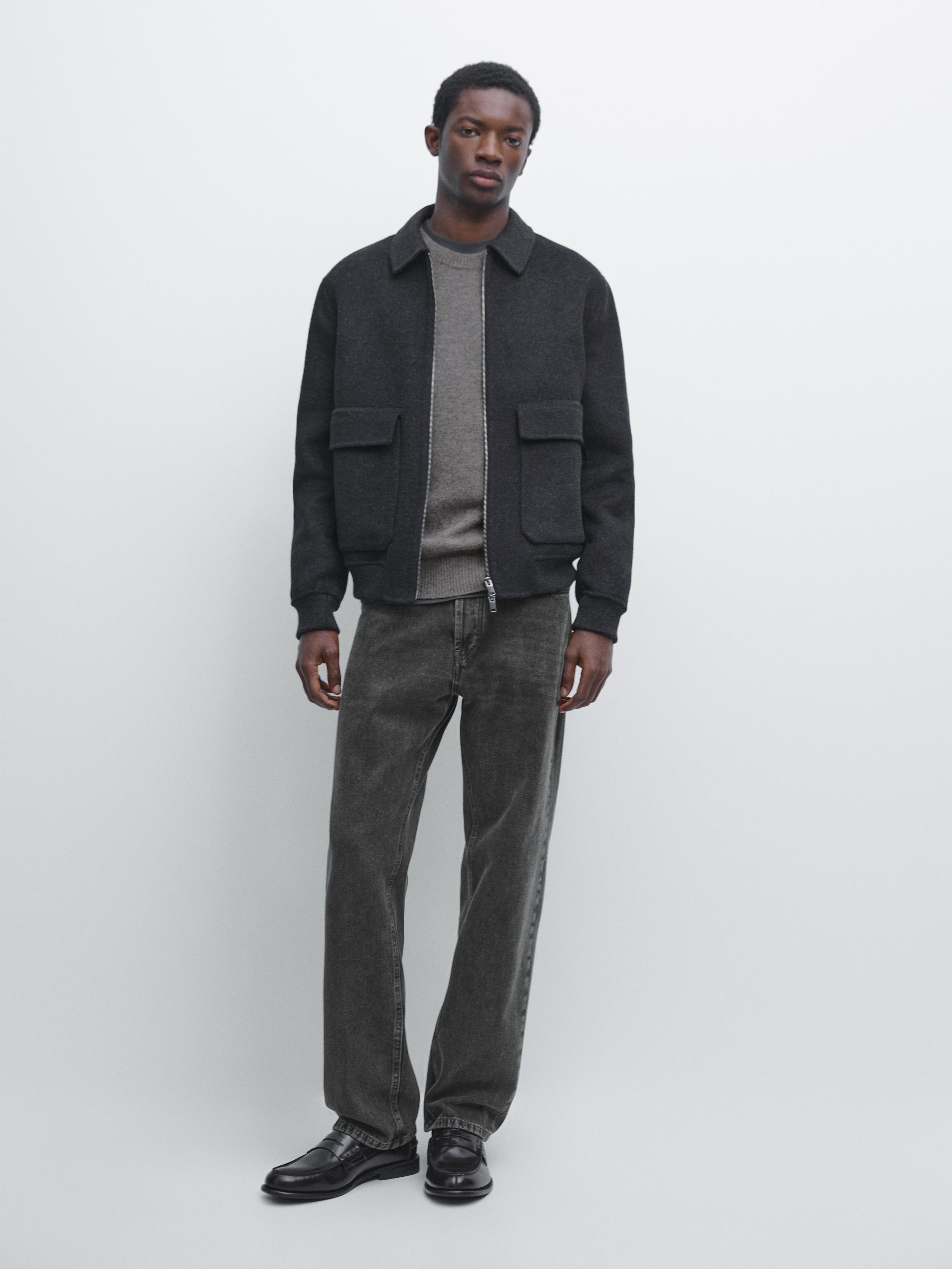 Blouson poches mélange laine