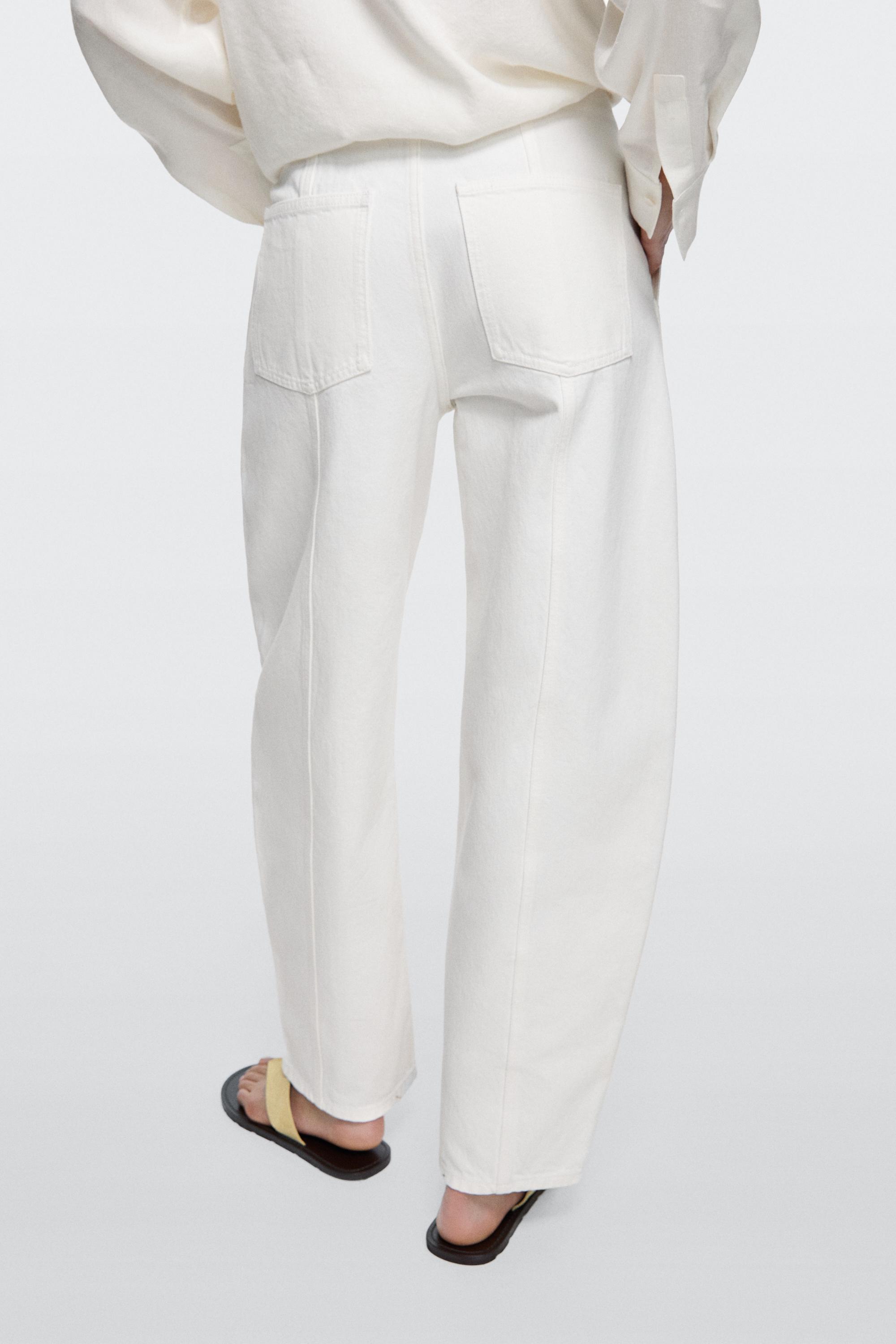 Barrel fit jeans with seam details — Off white