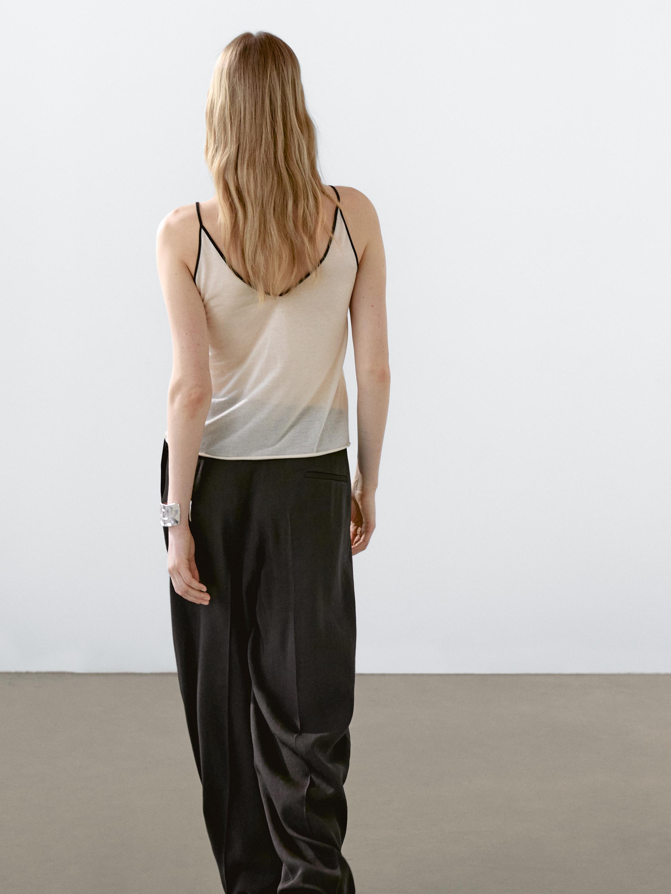 Cotton blend strappy camisole top
