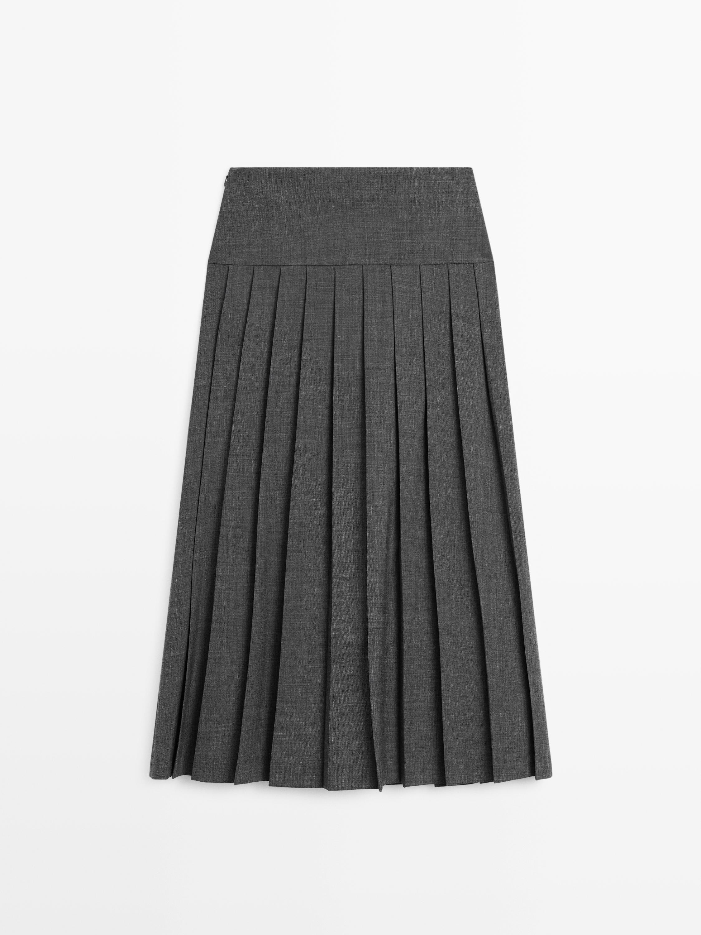 Midi skirt with box pleats