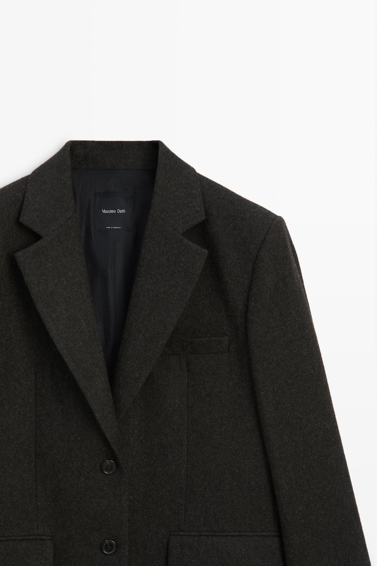 Two-button wool-blend blazer — MINK