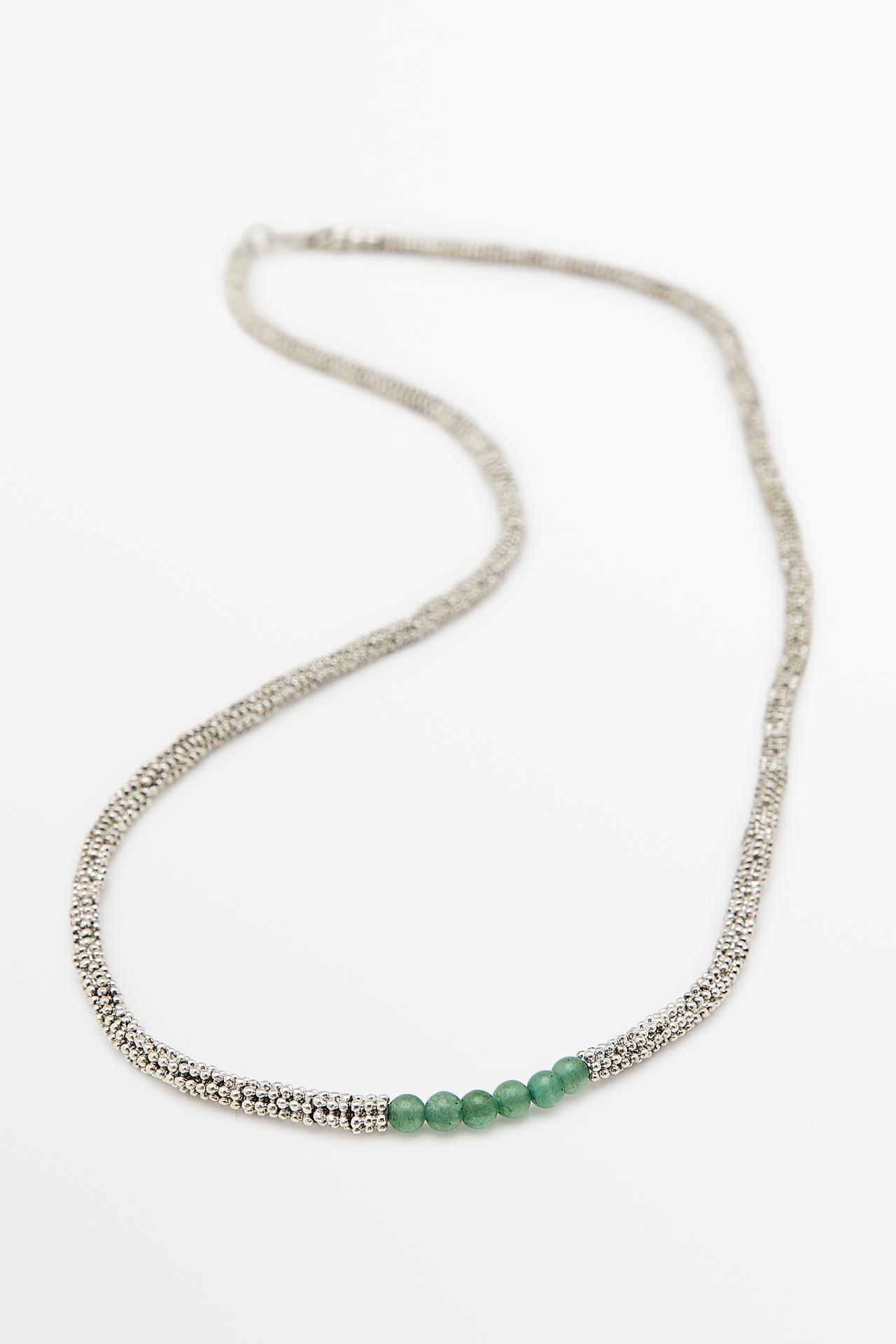 Mixed bead detail necklace — GREEN