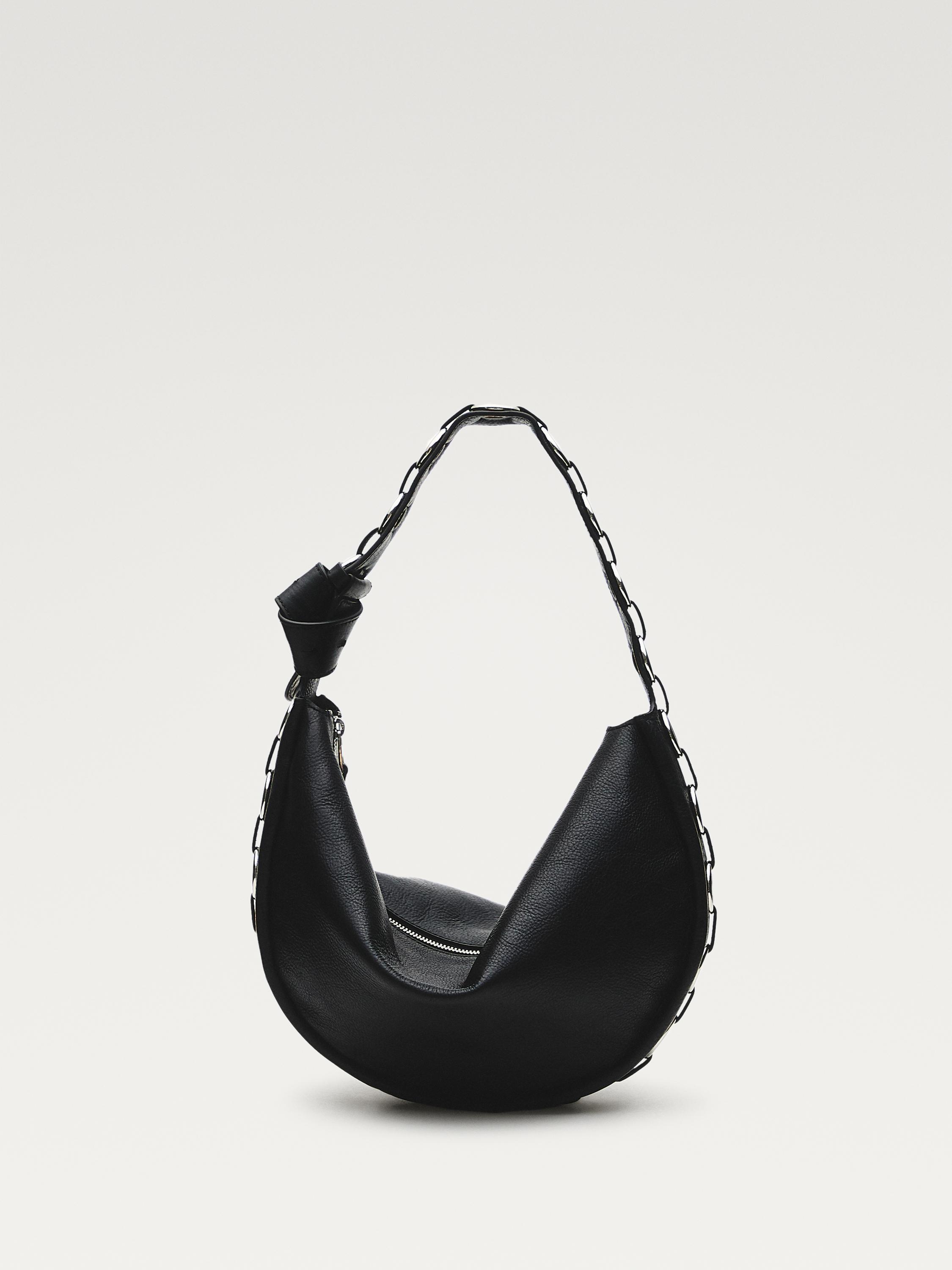 Nappa leather bag with eyelets — BLACK
