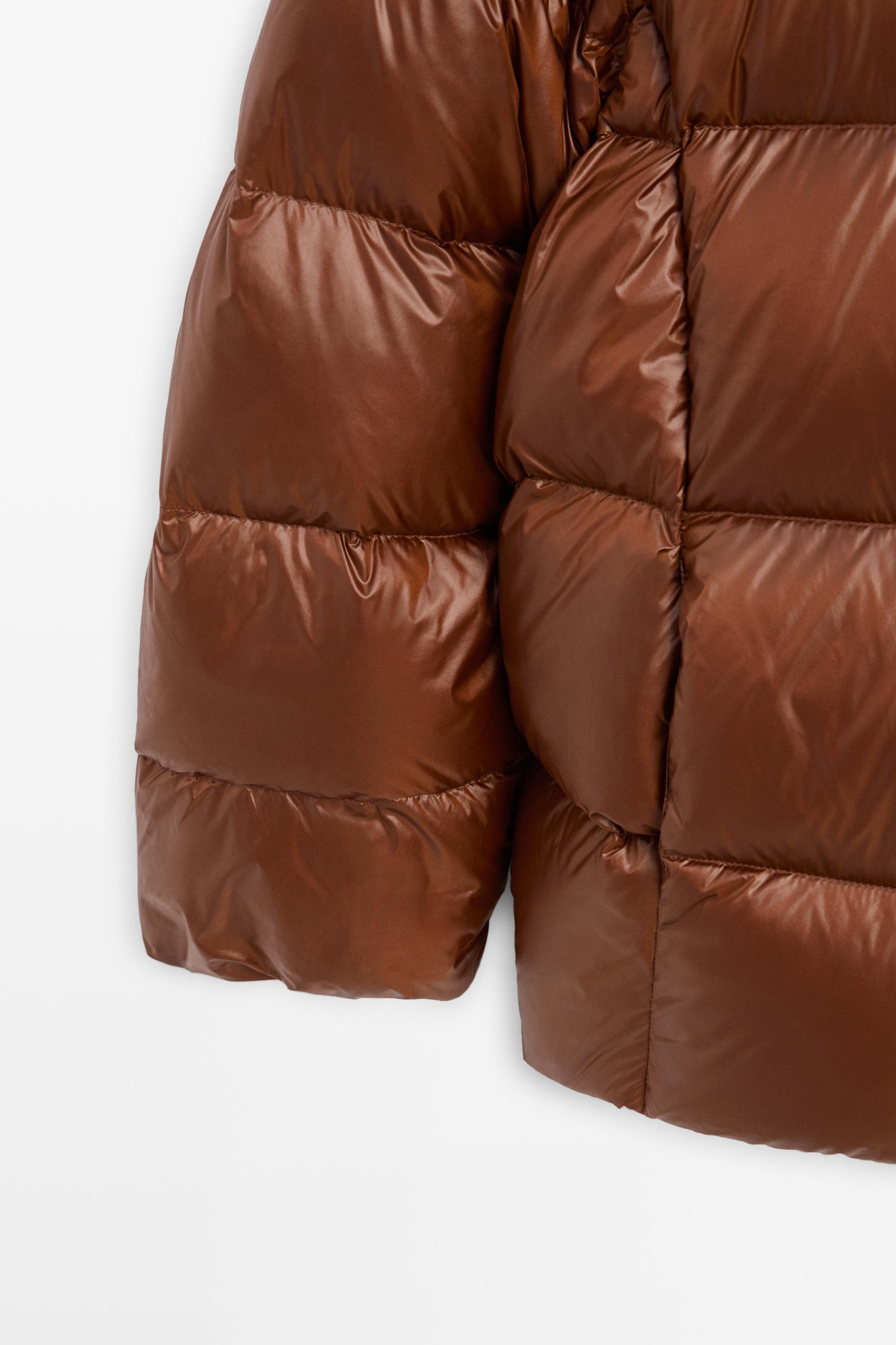 Satin finish down jacket — Caramel