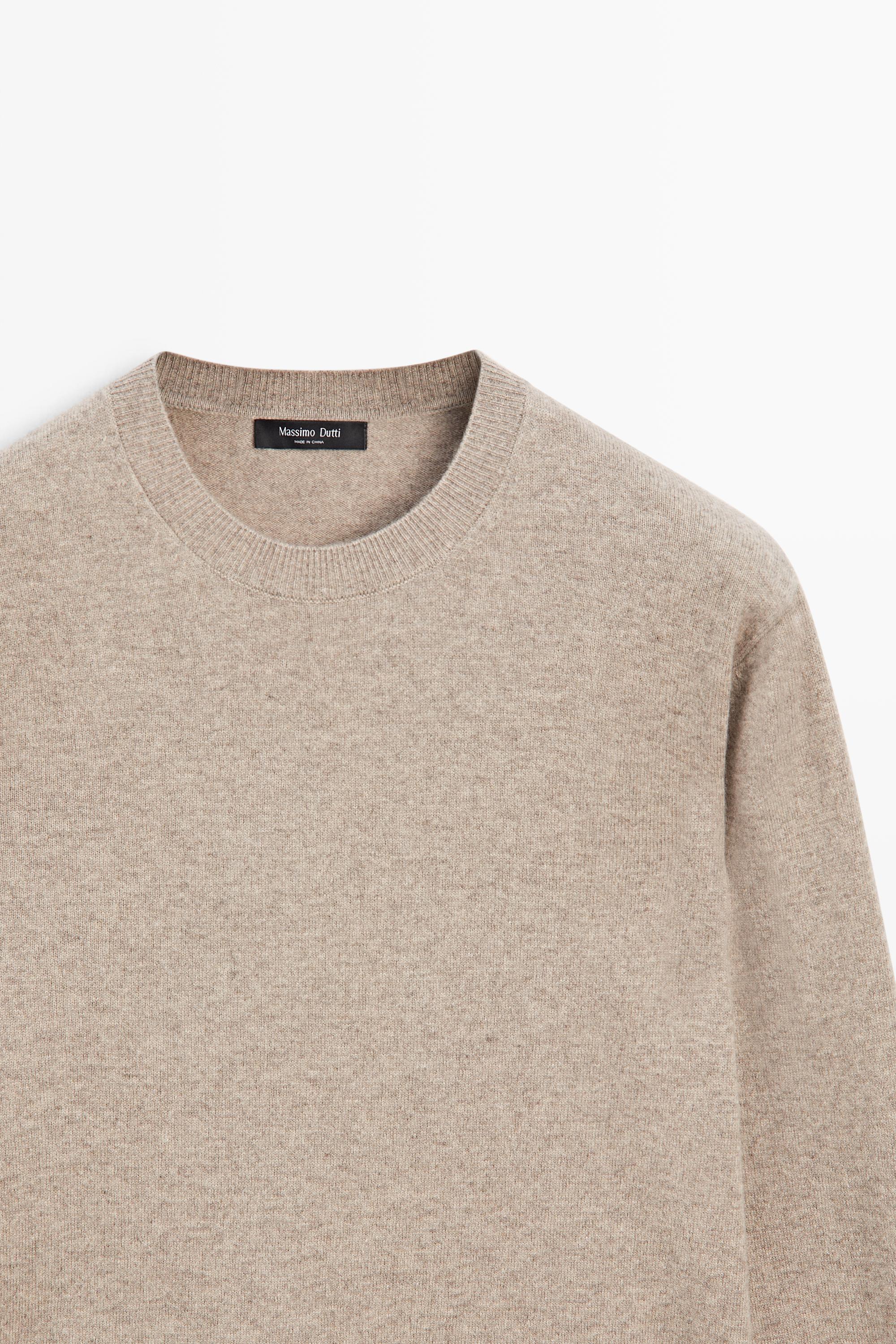 Wool blend round neck knit sweater — MINK