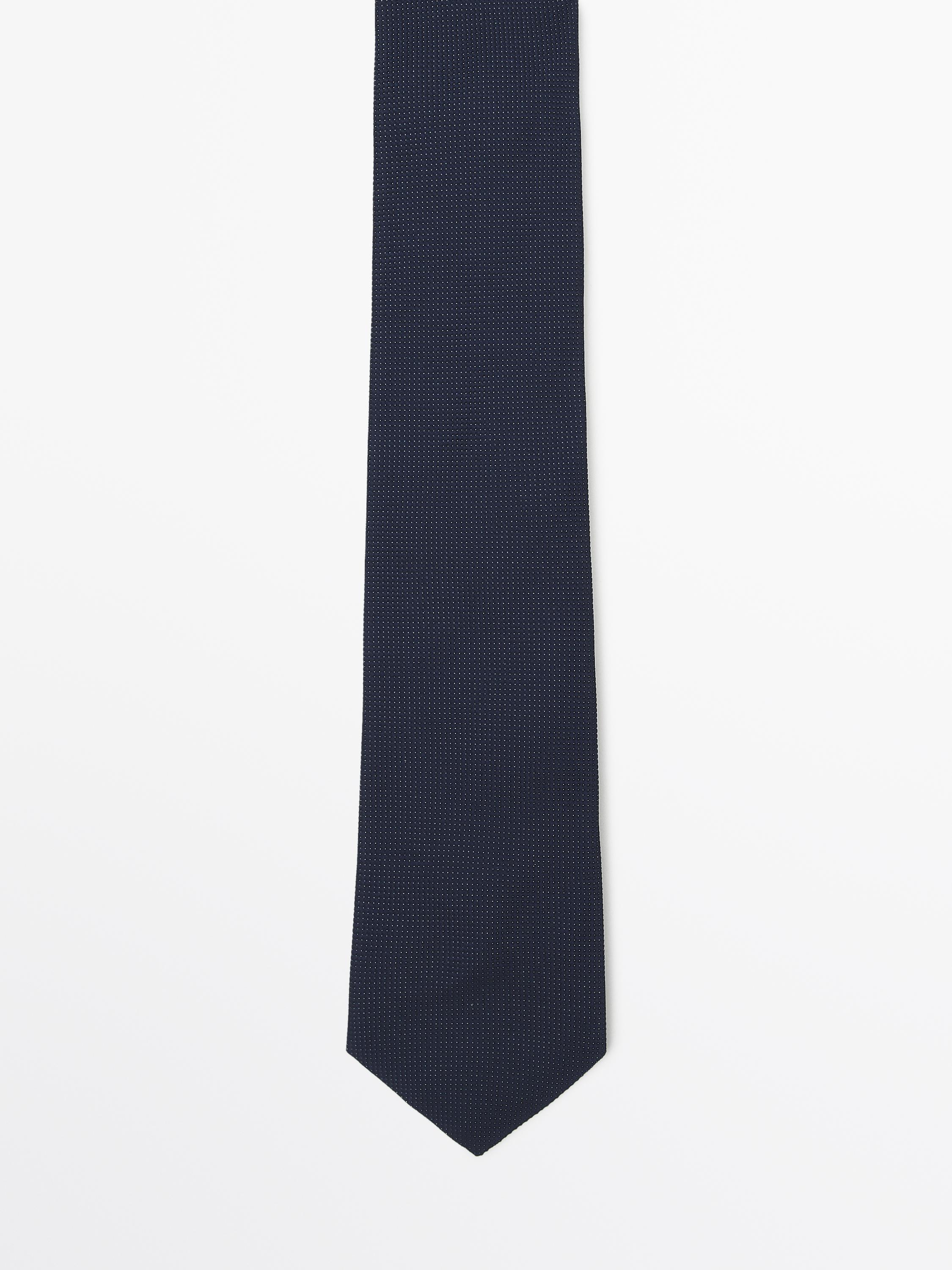 100% mulberry silk polka dot tie — NAVY BLUE