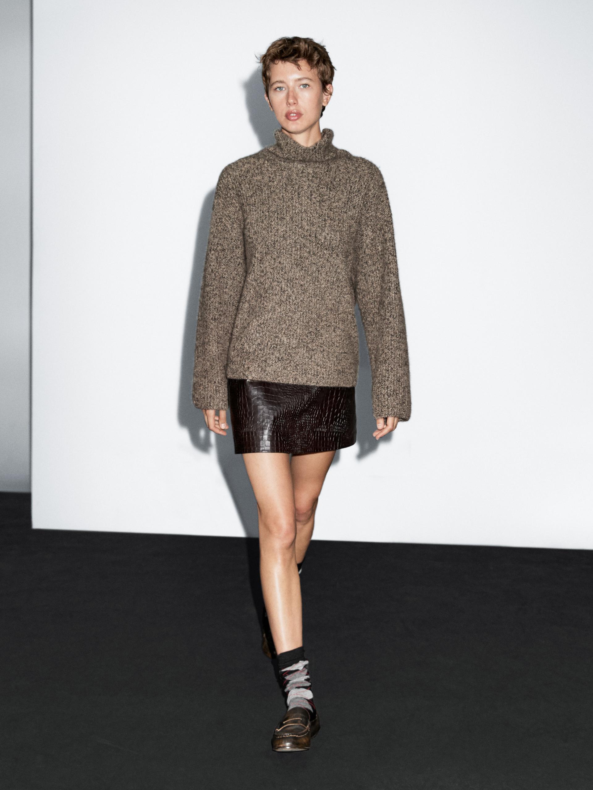 Pullover A Collo Alto 100% Cashmere - Visone - L - Massimo Dutti - Femminile