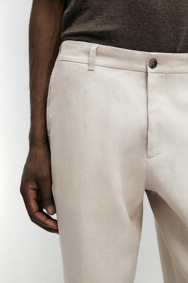 Tapered fit linen pants — BEIGE 8