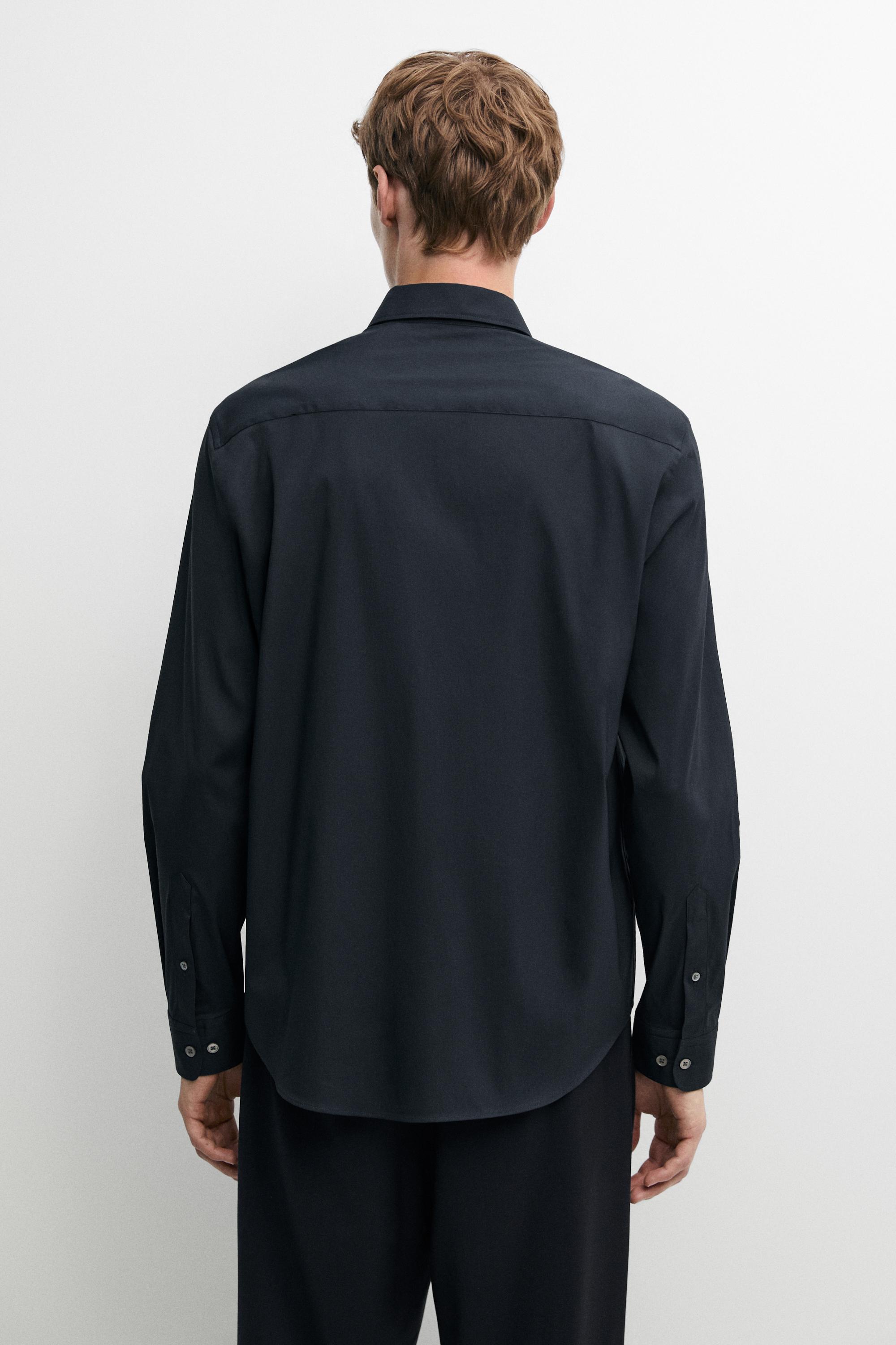 Slim fit stretch shirt — NAVY BLUE