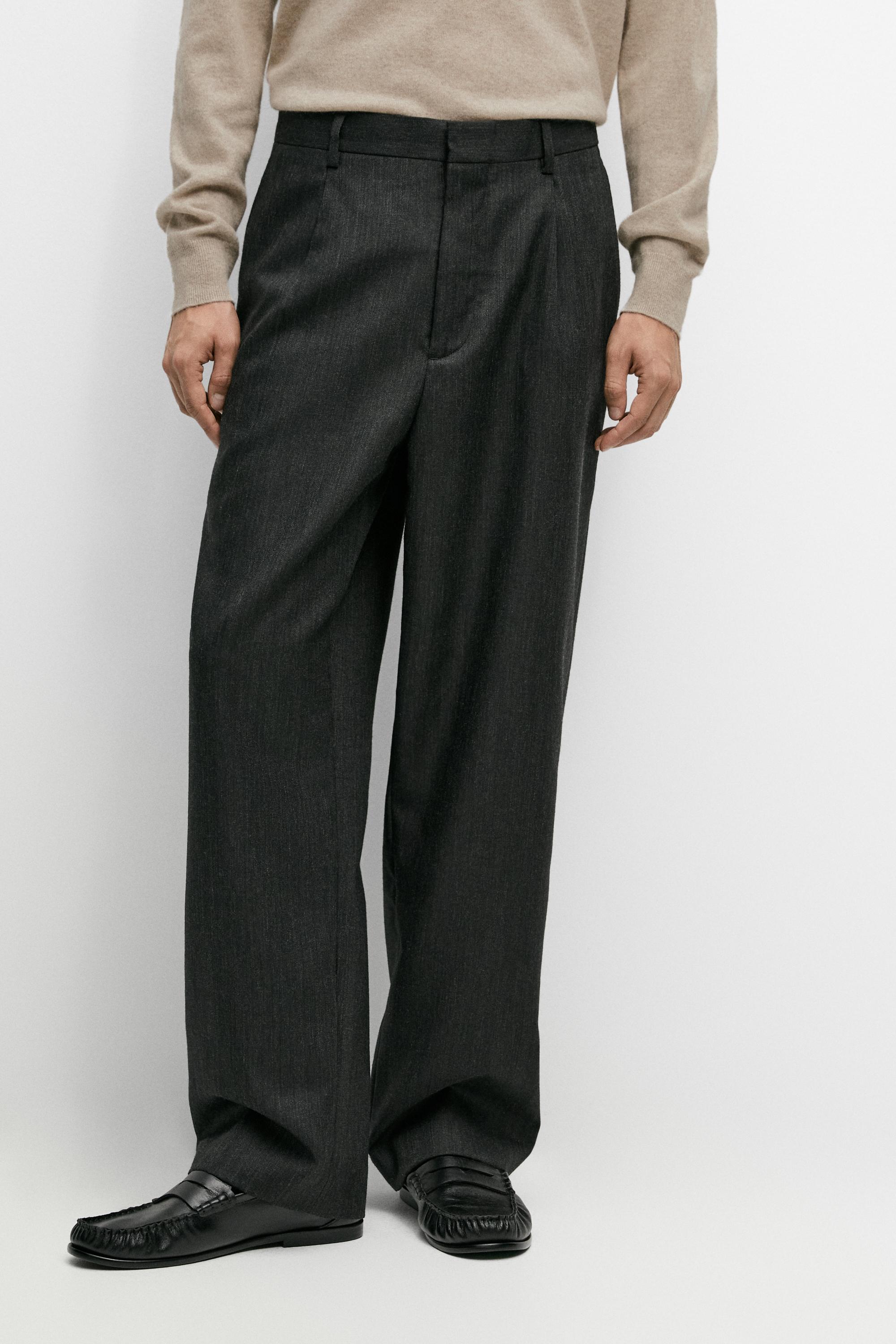Relaxed fit wool pants with marled finish