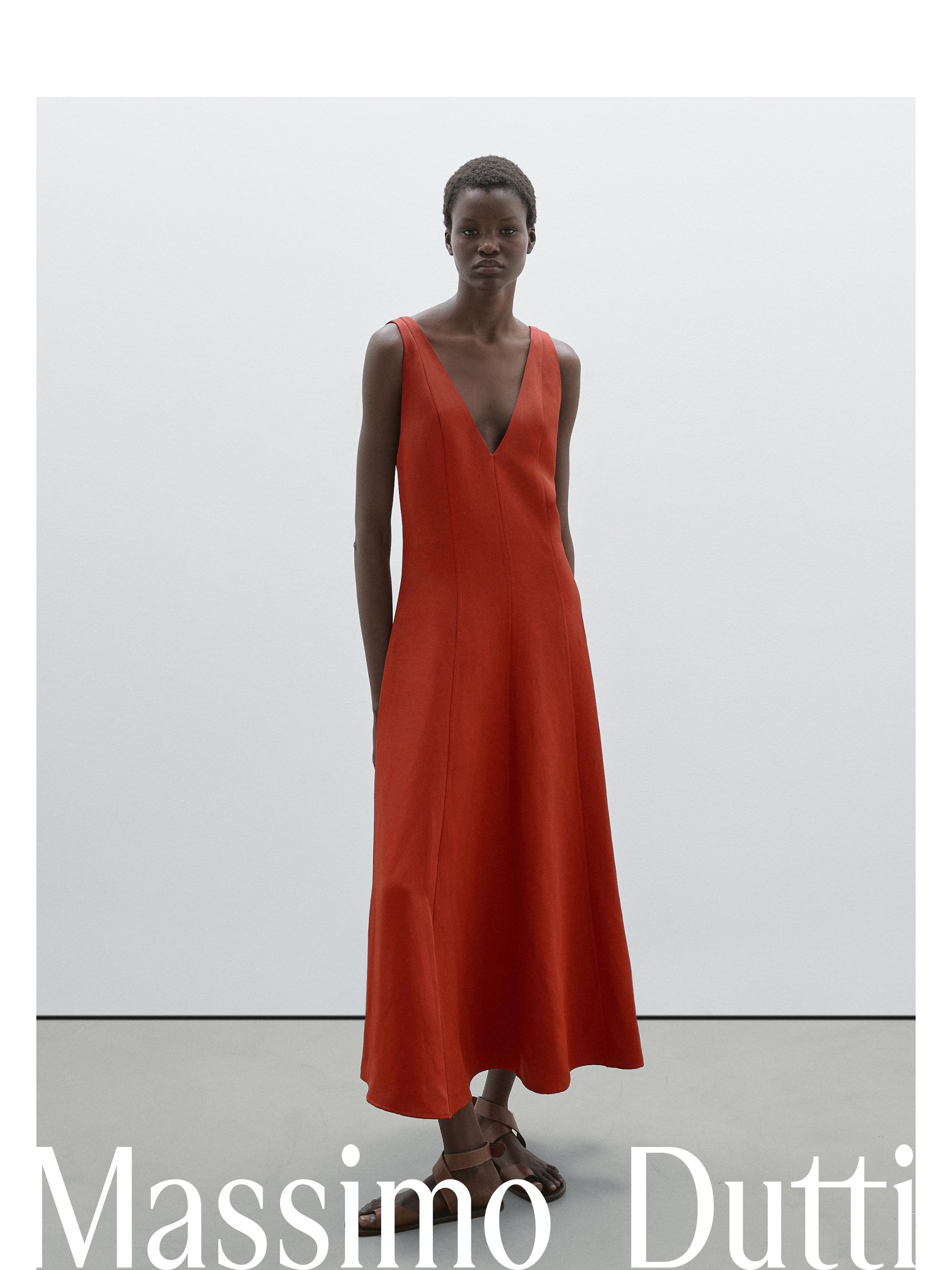 ★ Massimo Dutti★ Fluid satin knee-length one-piece 066185 Women's Satin Dresses - Massimo Dutti - US