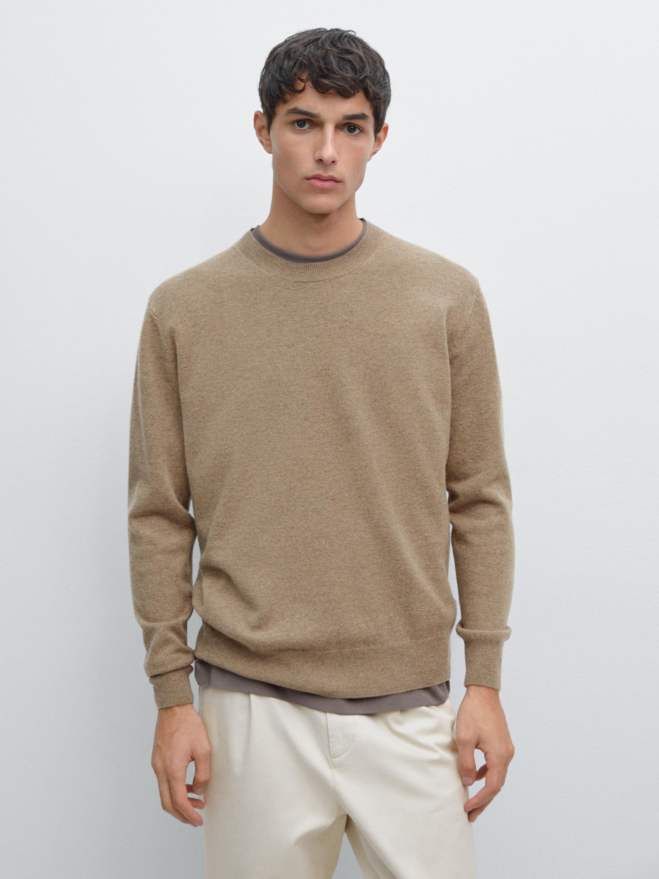Wool blend crew neck sweater