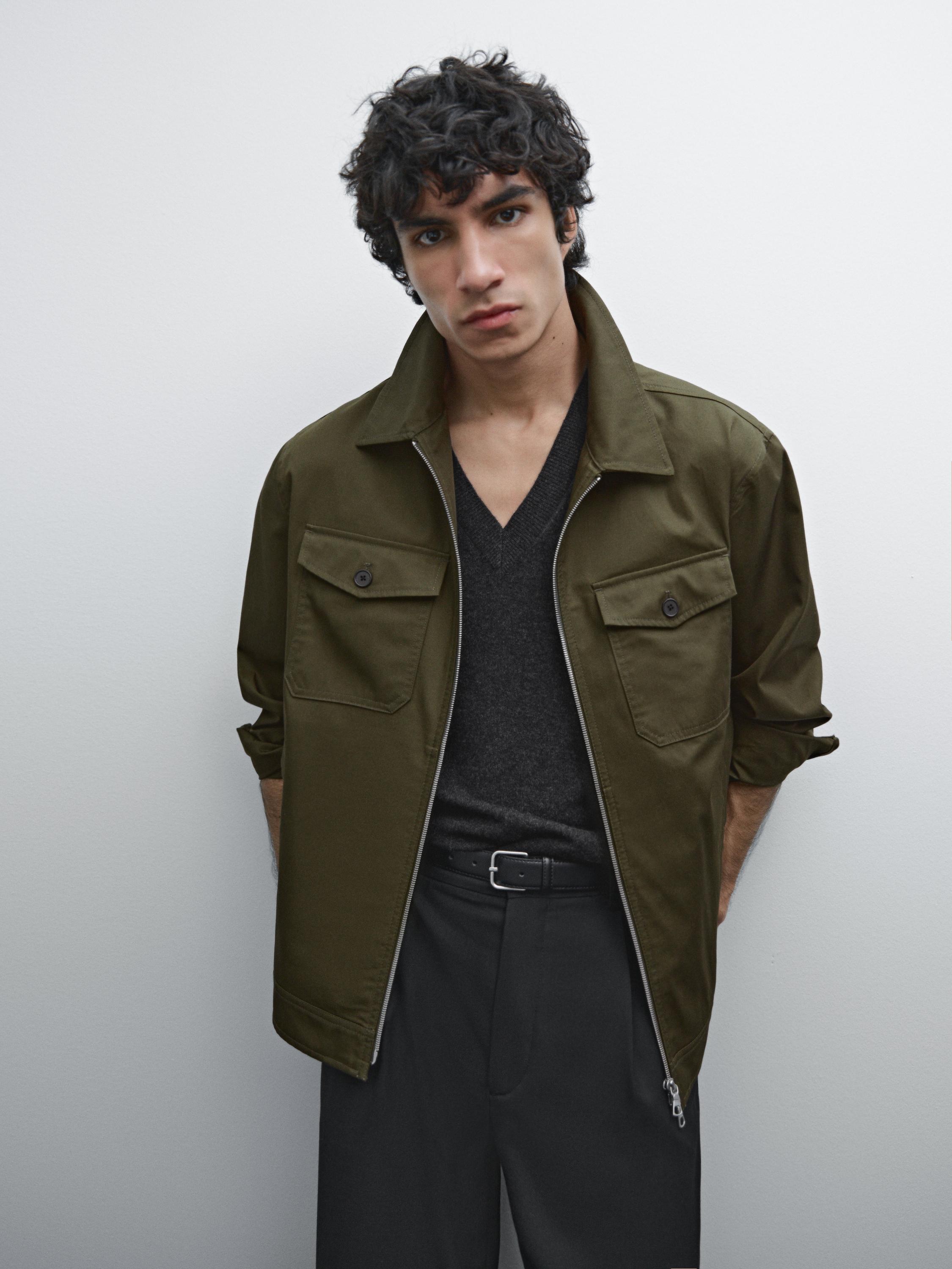 Cotton jacket with pocket details