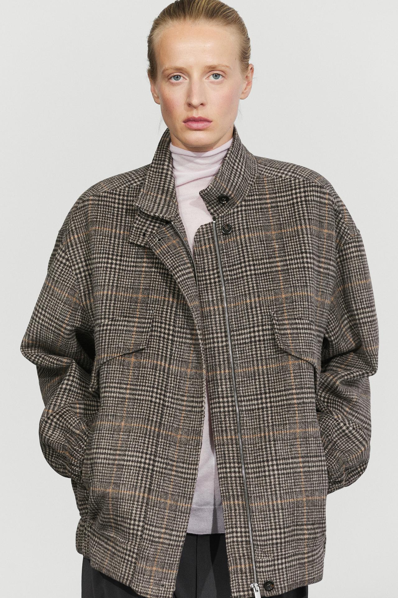 Plaid bomber jacket — BLACK
