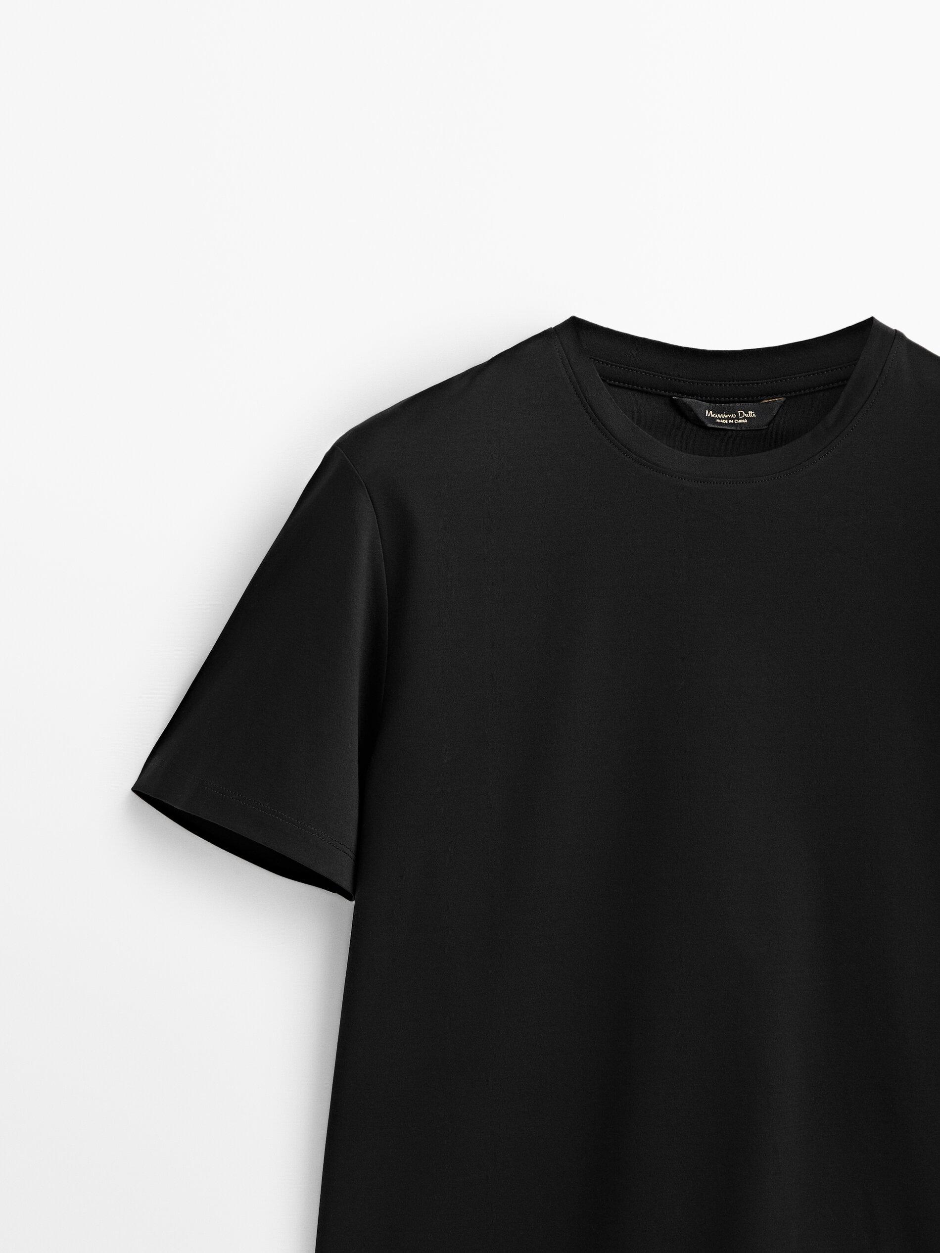 100% mercerised cotton T-shirt — BLACK