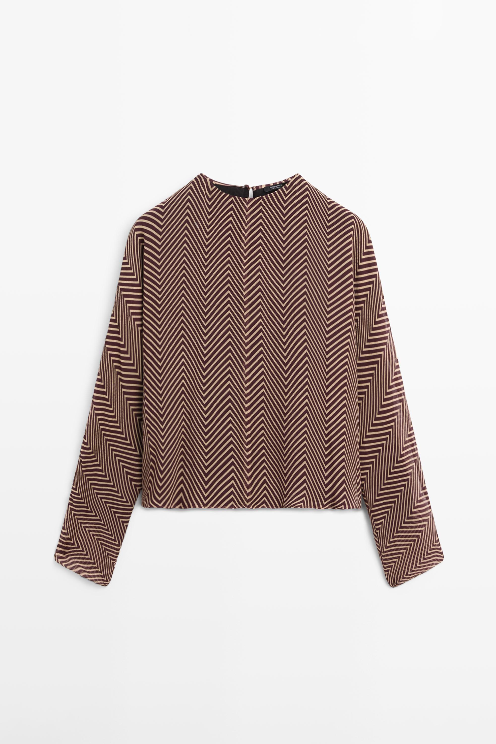 Flowing geometric print blouse — BURGUNDY