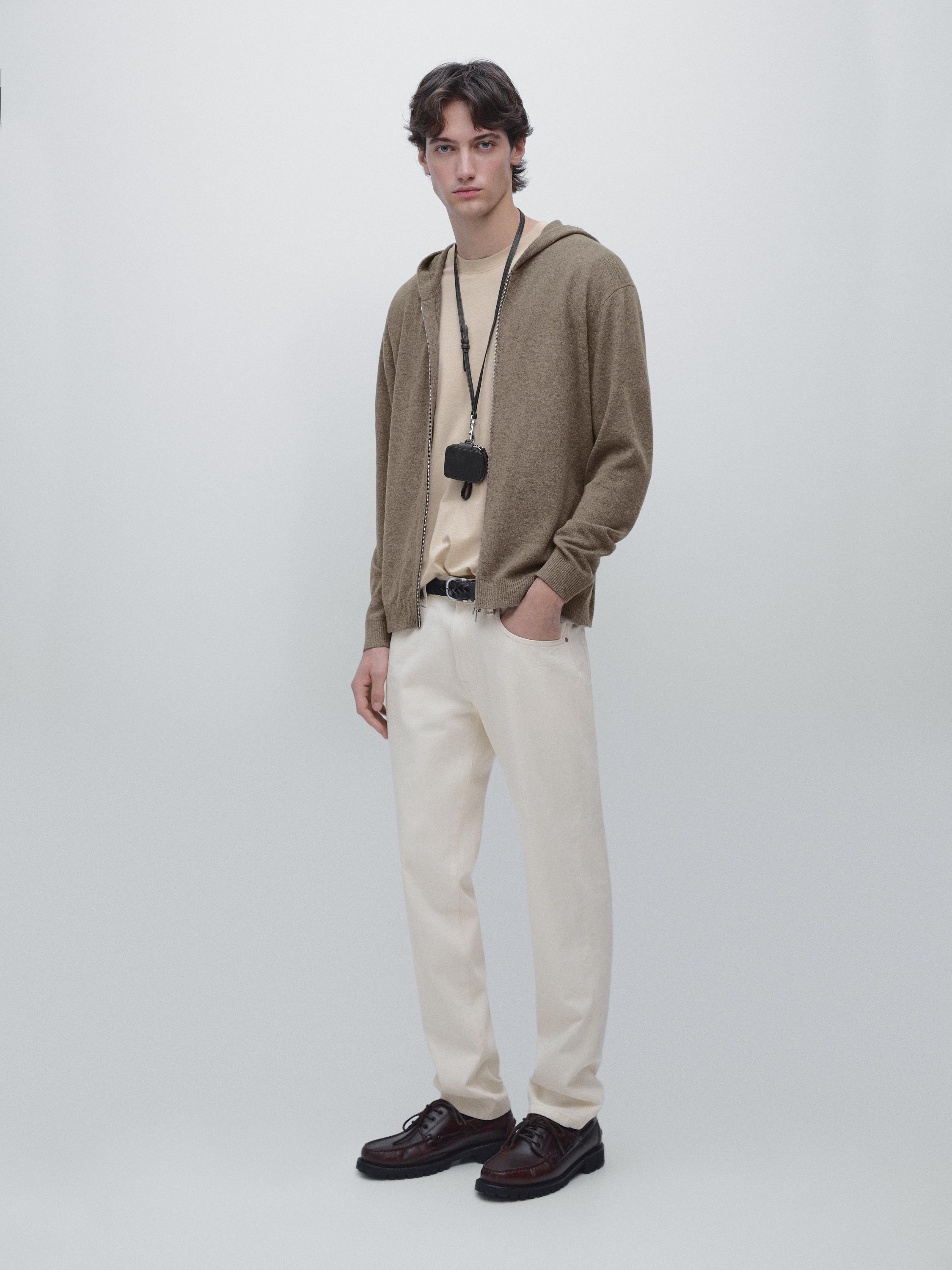 Wool blend knit cardigan with hood