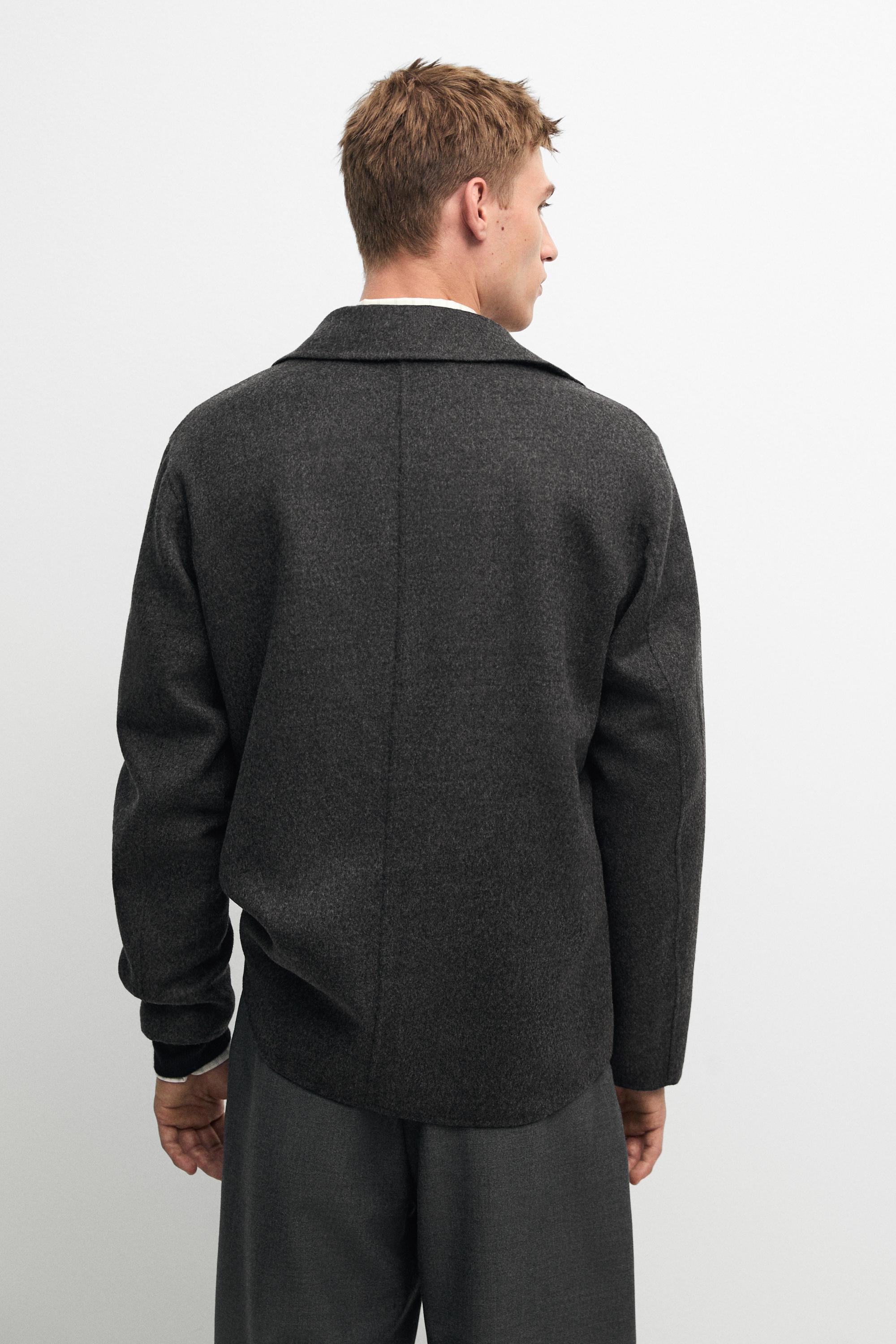 Wool blend overshirt with pocket detail — CHARCOAL