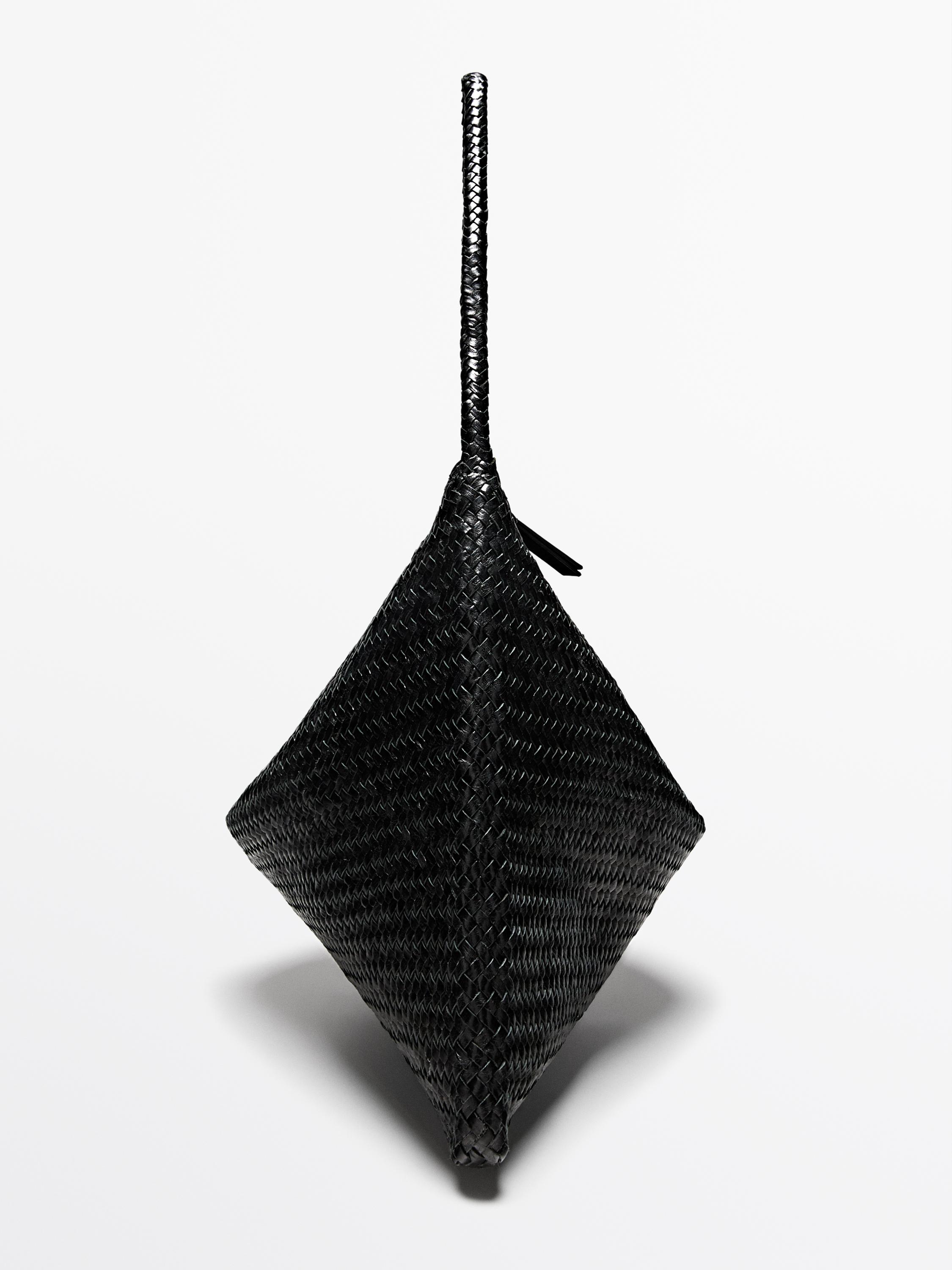 Grand sac satchel tressé en cuir nappa