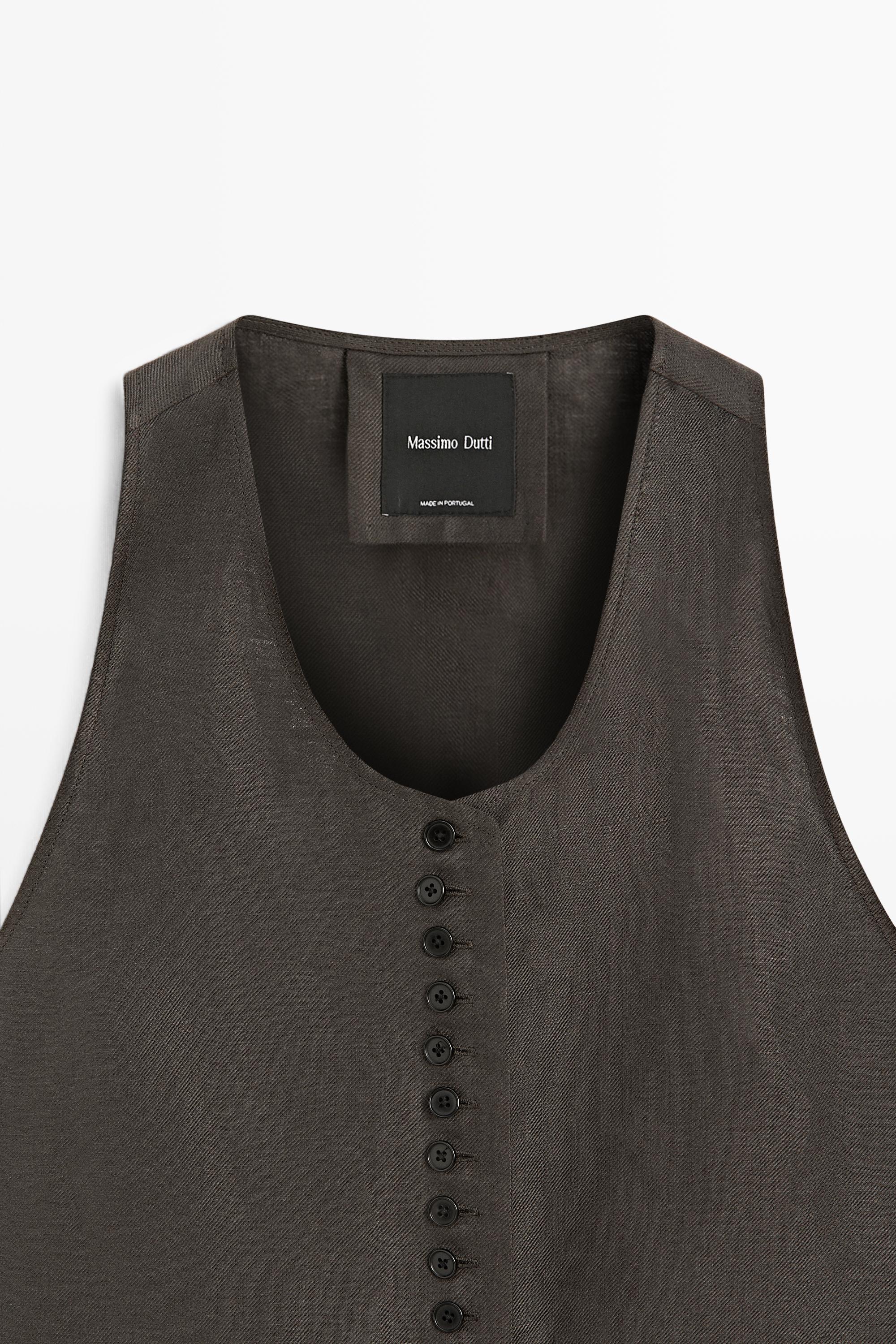 100% linen vest — BROWN MARL
