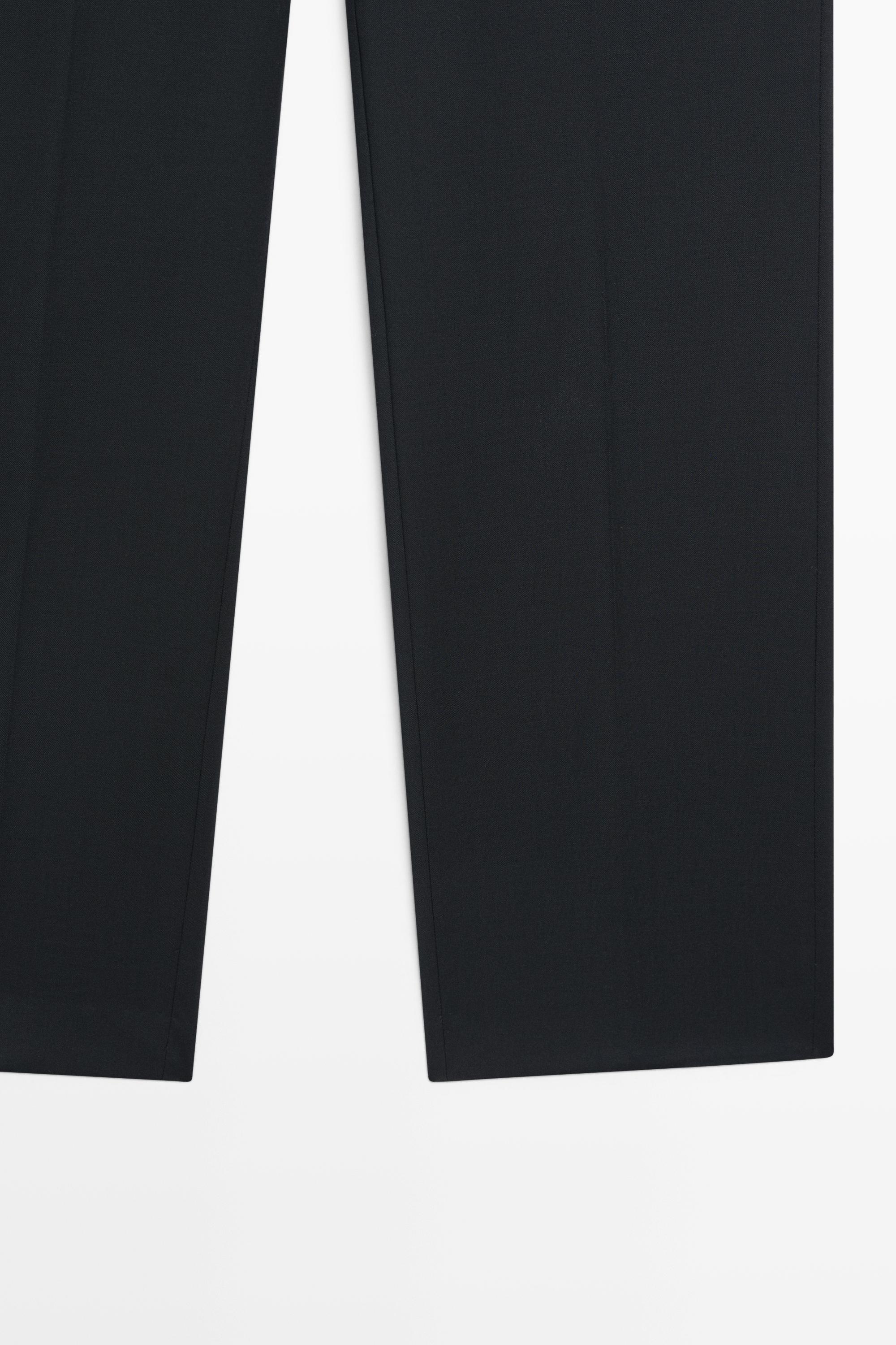 100% cool wool straight fit trousers — NAVY BLUE