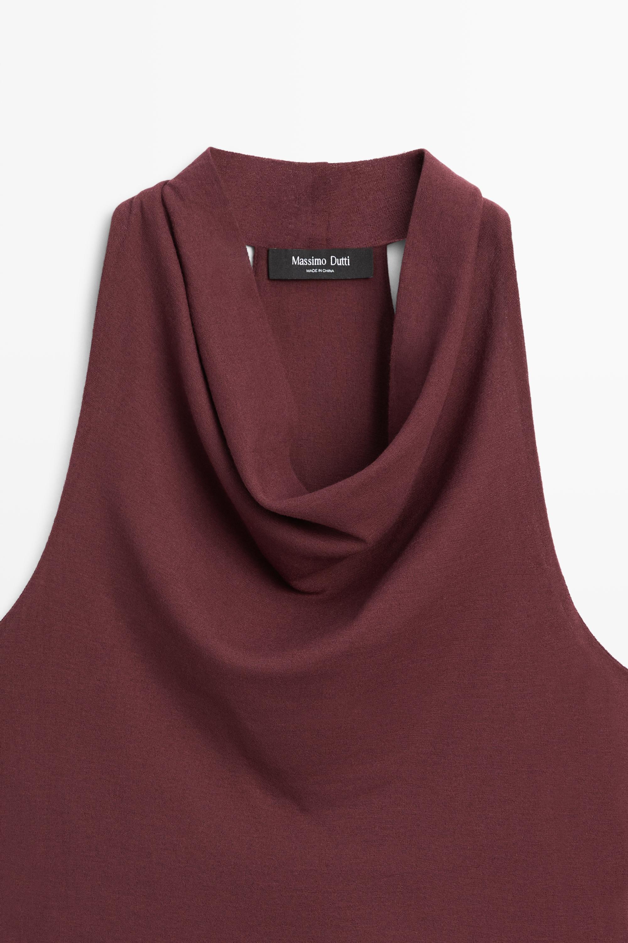 100% cotton draped top — BURGUNDY