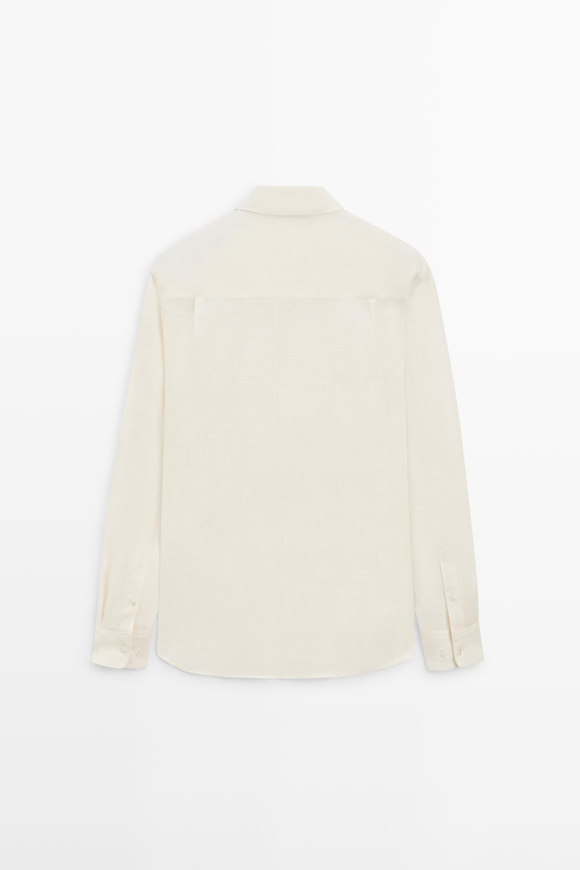 Extra fine regular fit linen shirt — BEIGE