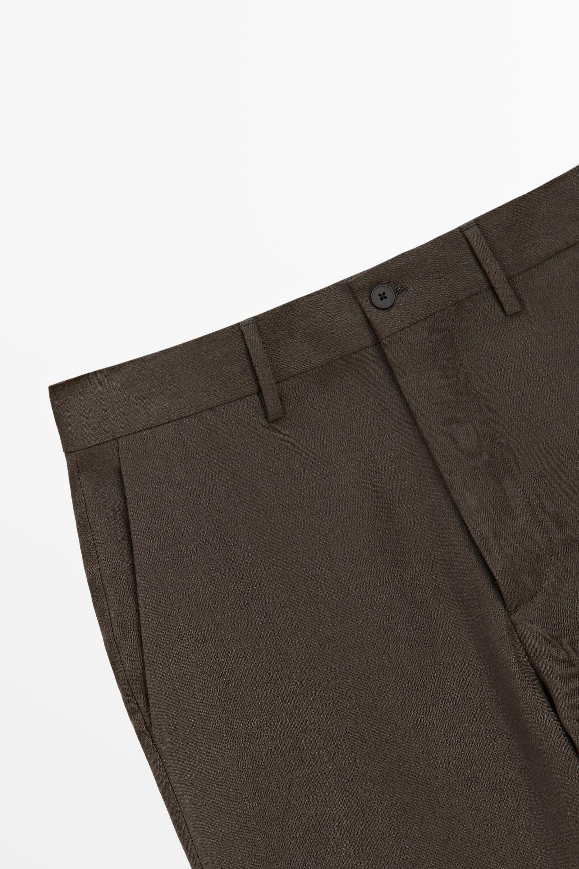 Linen suit trousers — BROWN