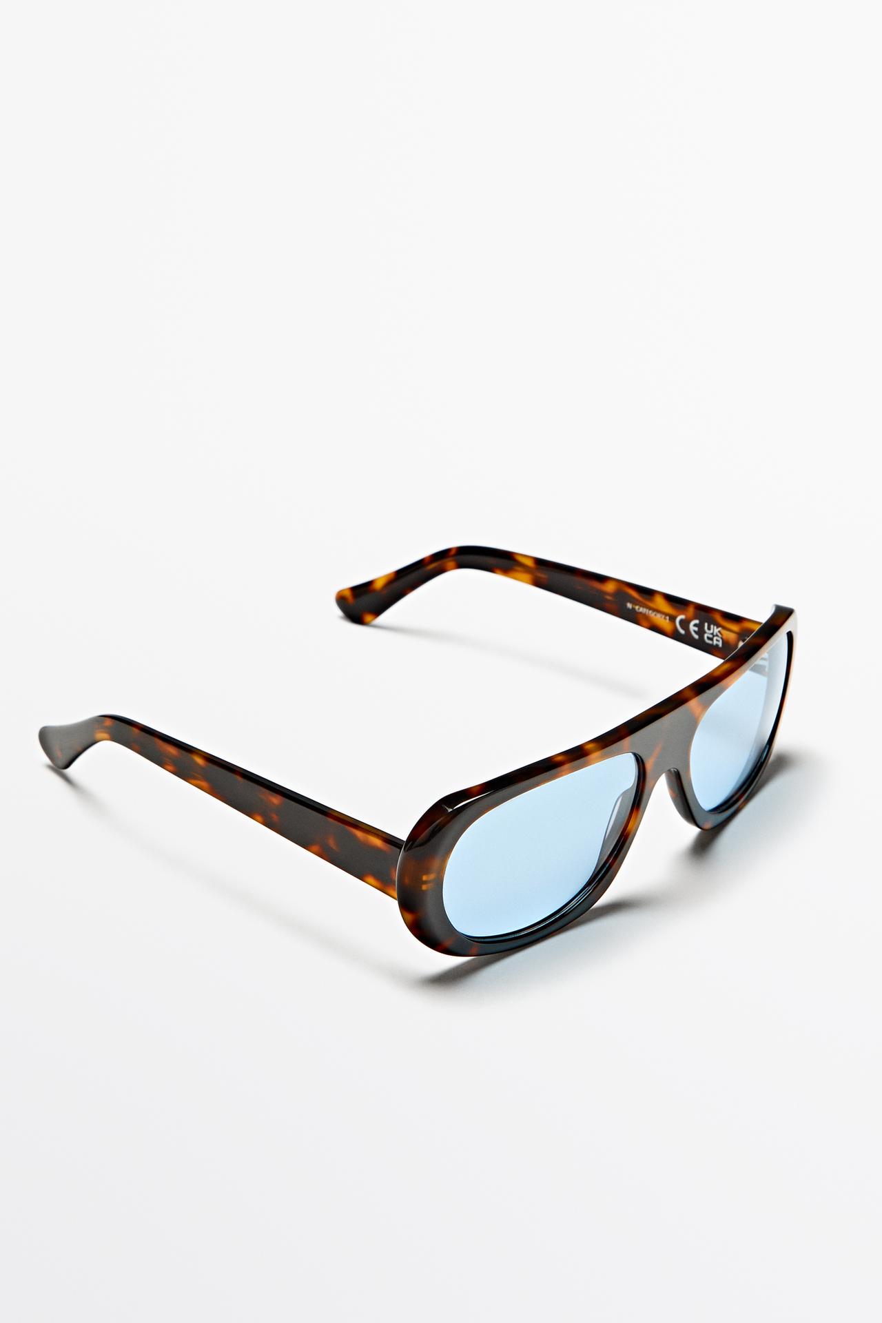 Wide tortoiseshell-effect sunglasses — BLUE