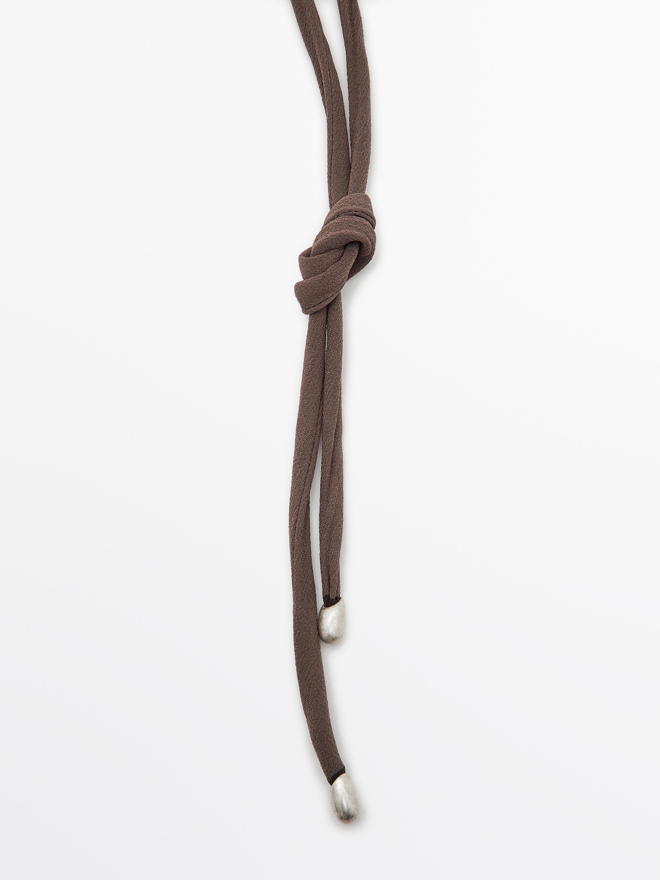 Leaf and silk cord necklace