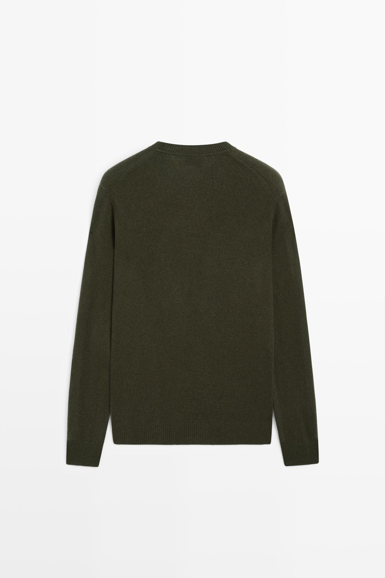 Wool blend round neck knit sweater — GREEN