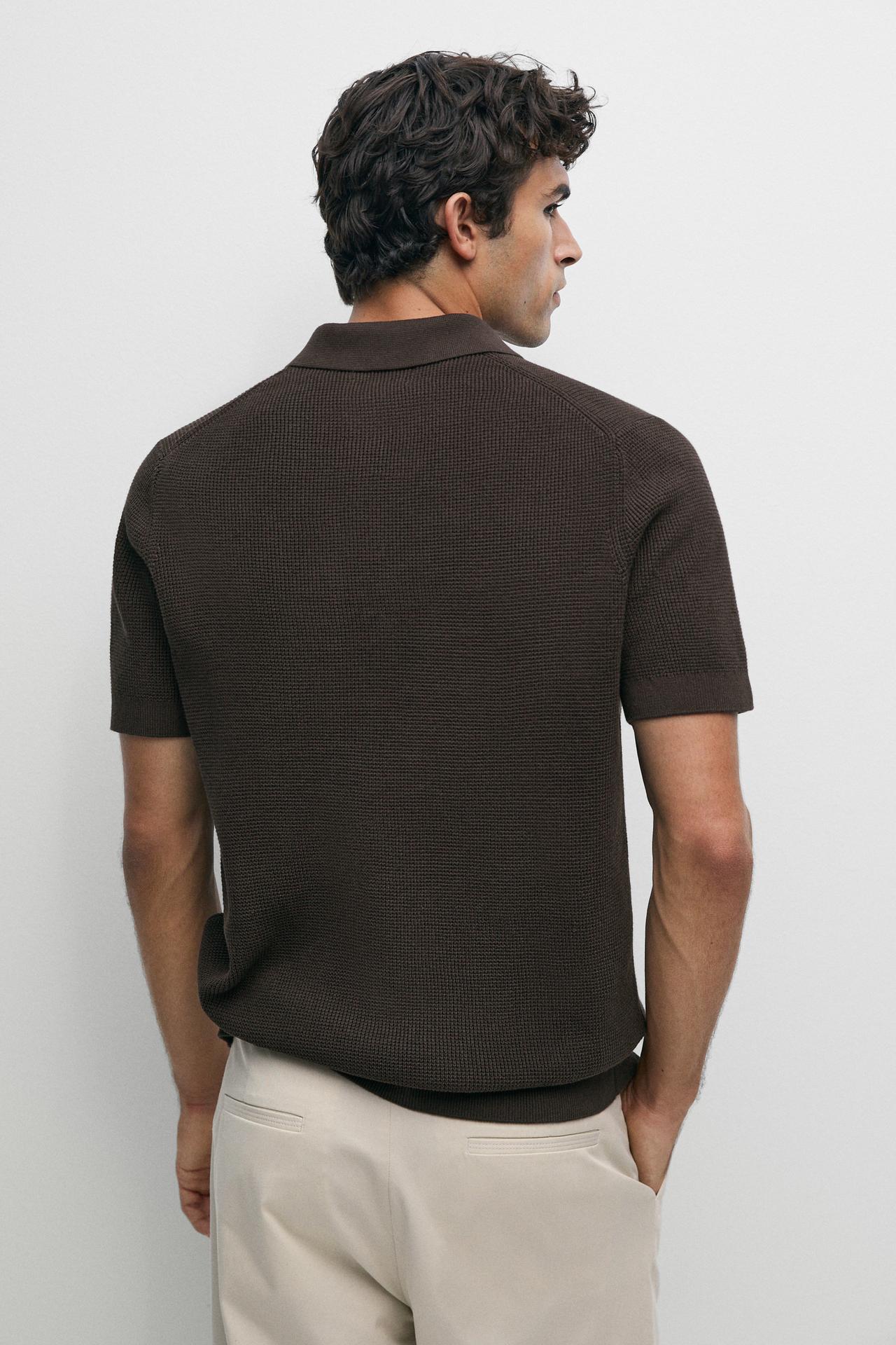 100% cotton short sleeve polo shirt — BROWN MARL