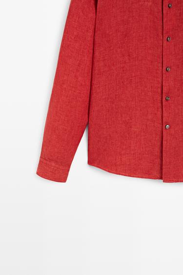Regular fit 100% linen faded shirt — RED 7
