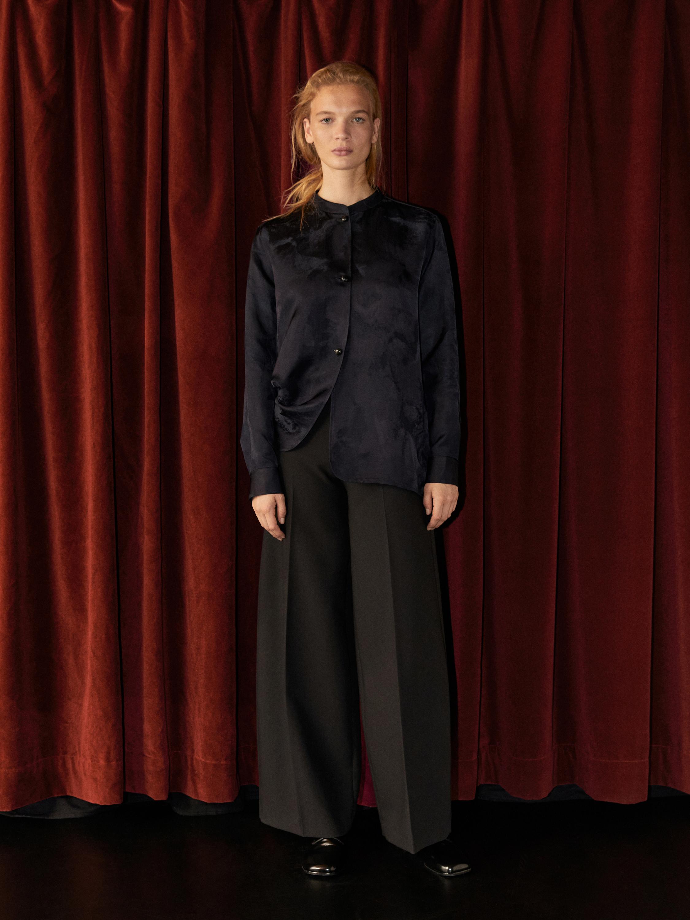 Flowing jacquard shirt — NAVY BLUE