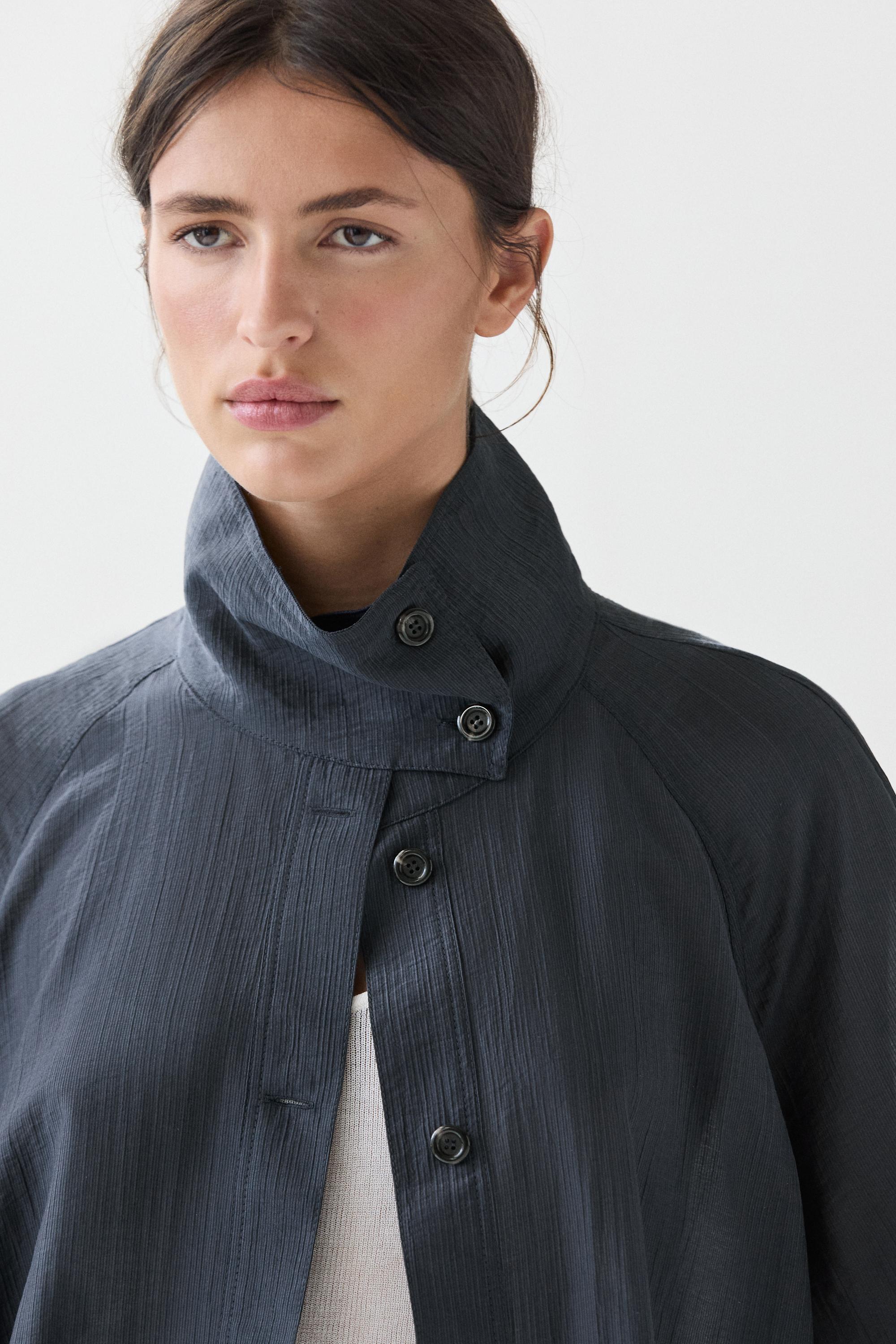 Fluid overshirt with puff detail — FADED BLUE