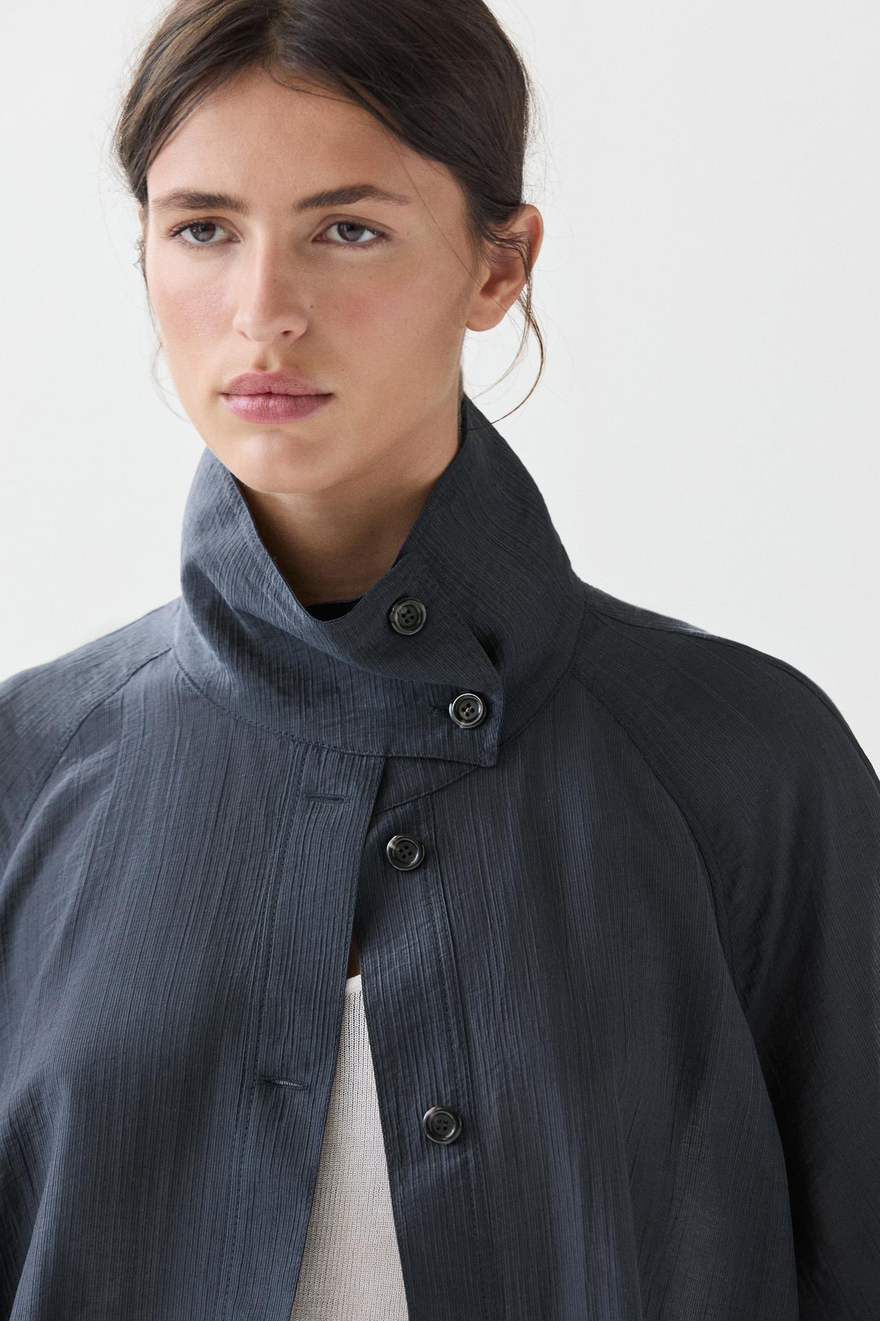 Fluid overshirt with puff detail — FADED BLUE