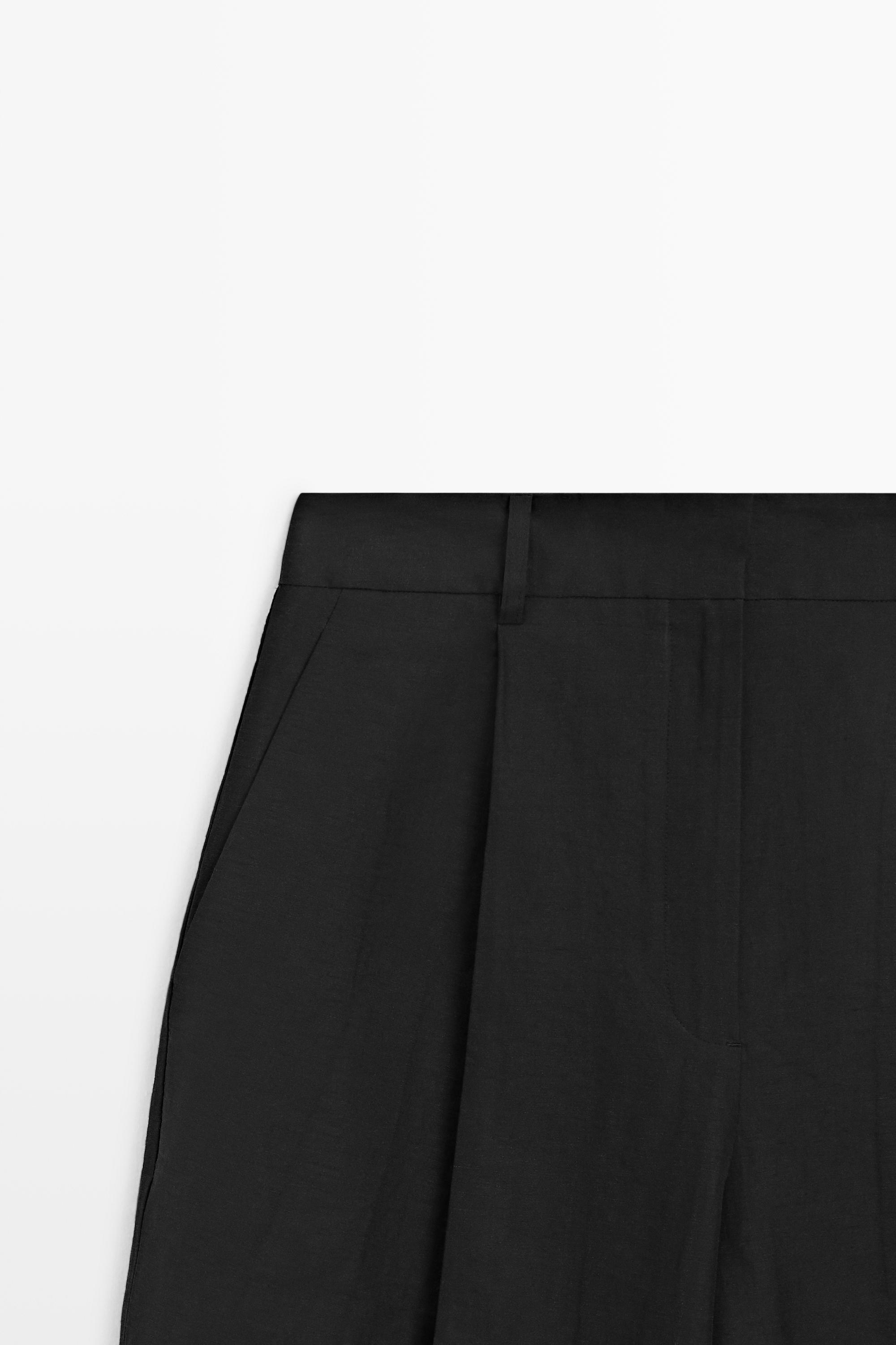 Linen blend pleated trousers - STUDIO — BLACK