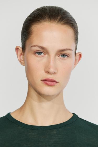 Long sleeve wool-blend T-shirt — BOTTLE GREEN 8