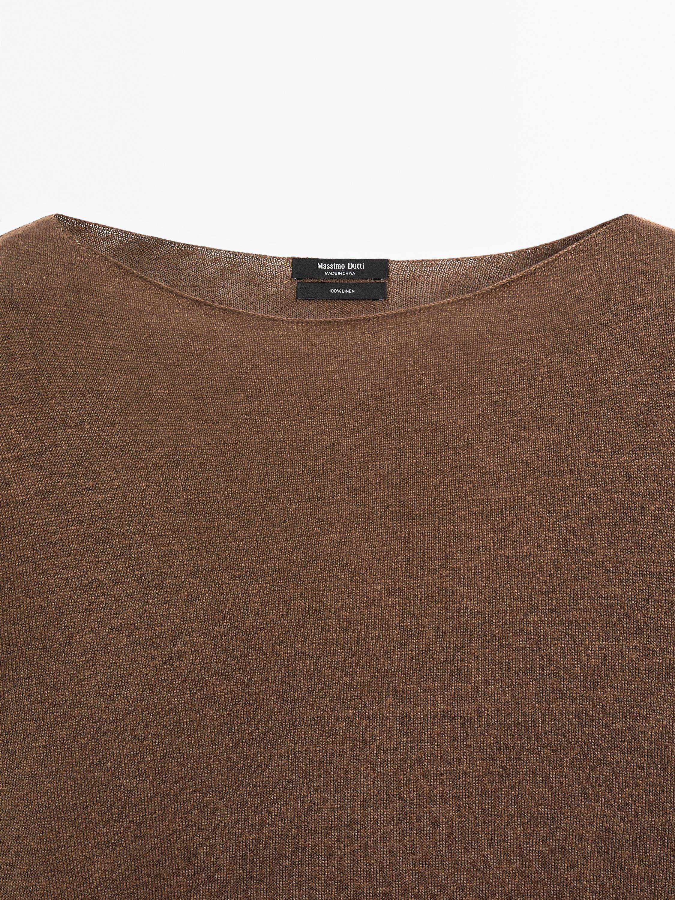 100% linen boat neck sweater