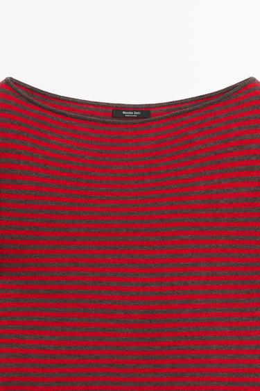 Striped wool-blend knit sweater — RED 4