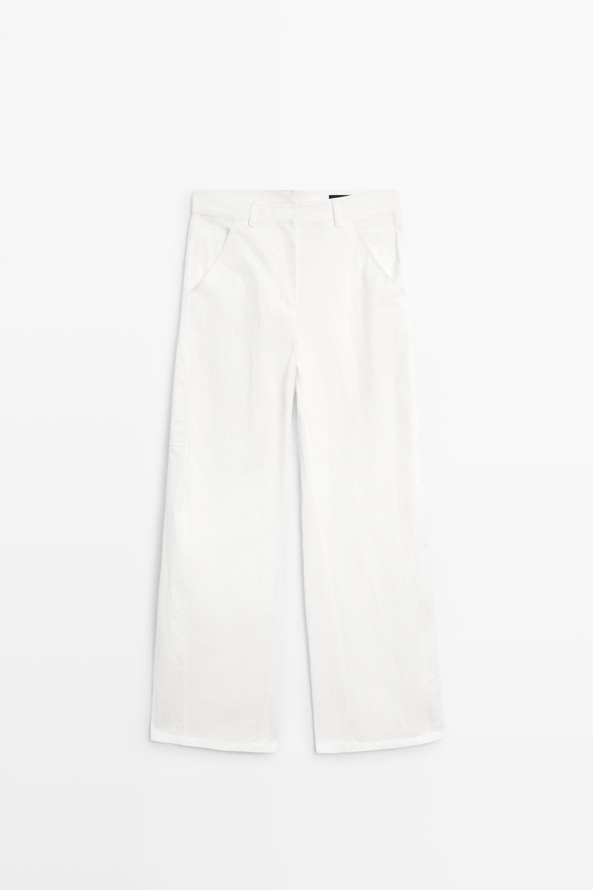 Cotton cargo pants — WHITE