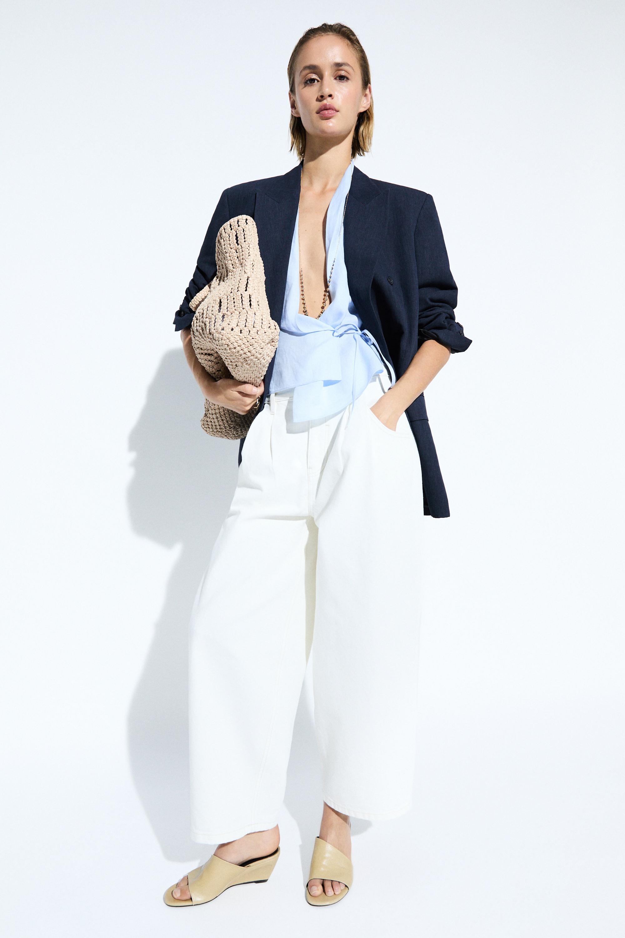 High-waist palazzo jeans — WHITE