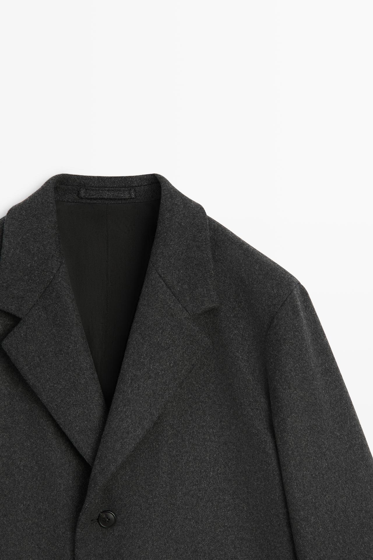 100% wool coat with lapel collar — CHARCOAL