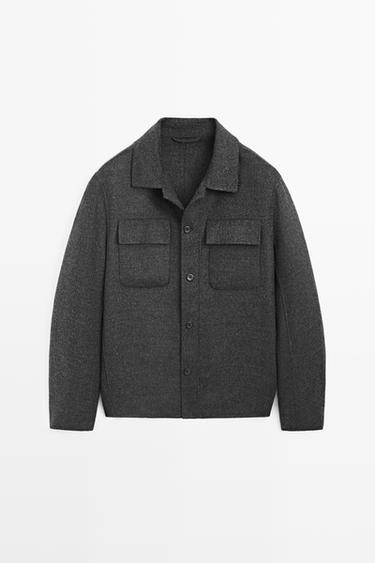 Wool blend overshirt with pocket detail — CHARCOAL 2